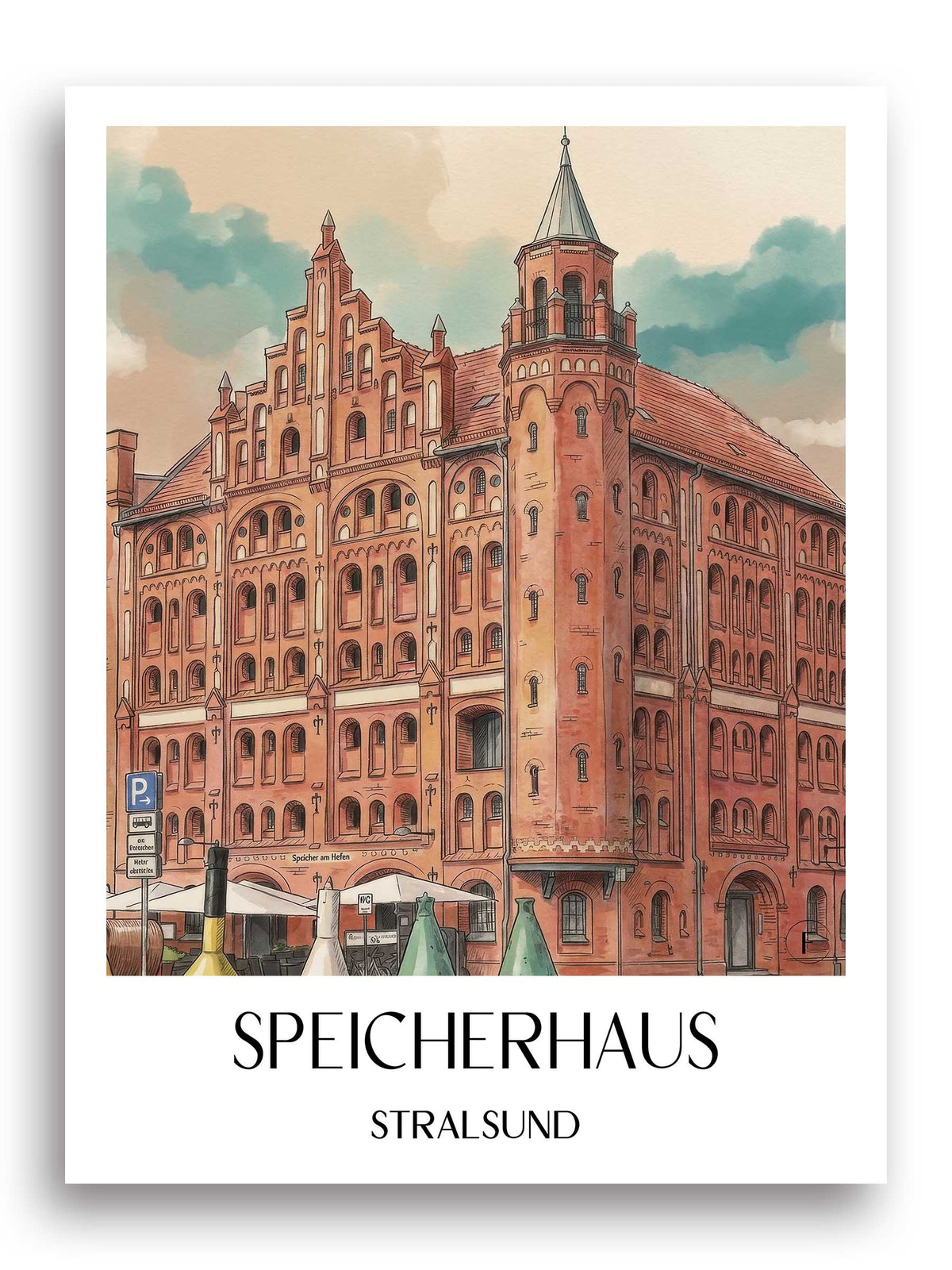 speicherhaus-stralsund-deutschland-poster-aquarell