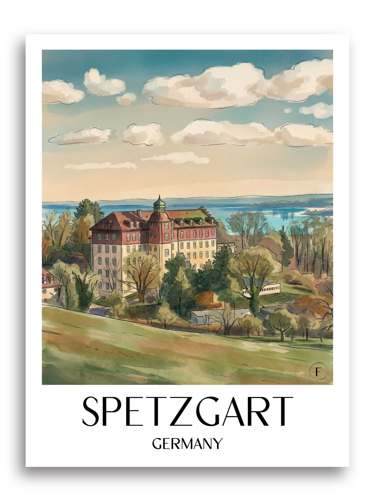 Spetzgart Poster - Bodensee - Deutschland Kunstdruck - Aquarell von A4 bis A1 - favplace