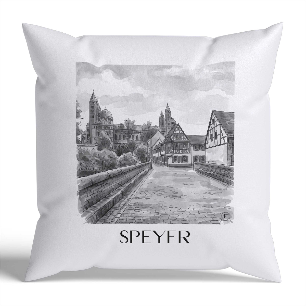 speyer-rheinland-pfalz-deutschland-kissenbezug-aquarell-schwarz-weiss