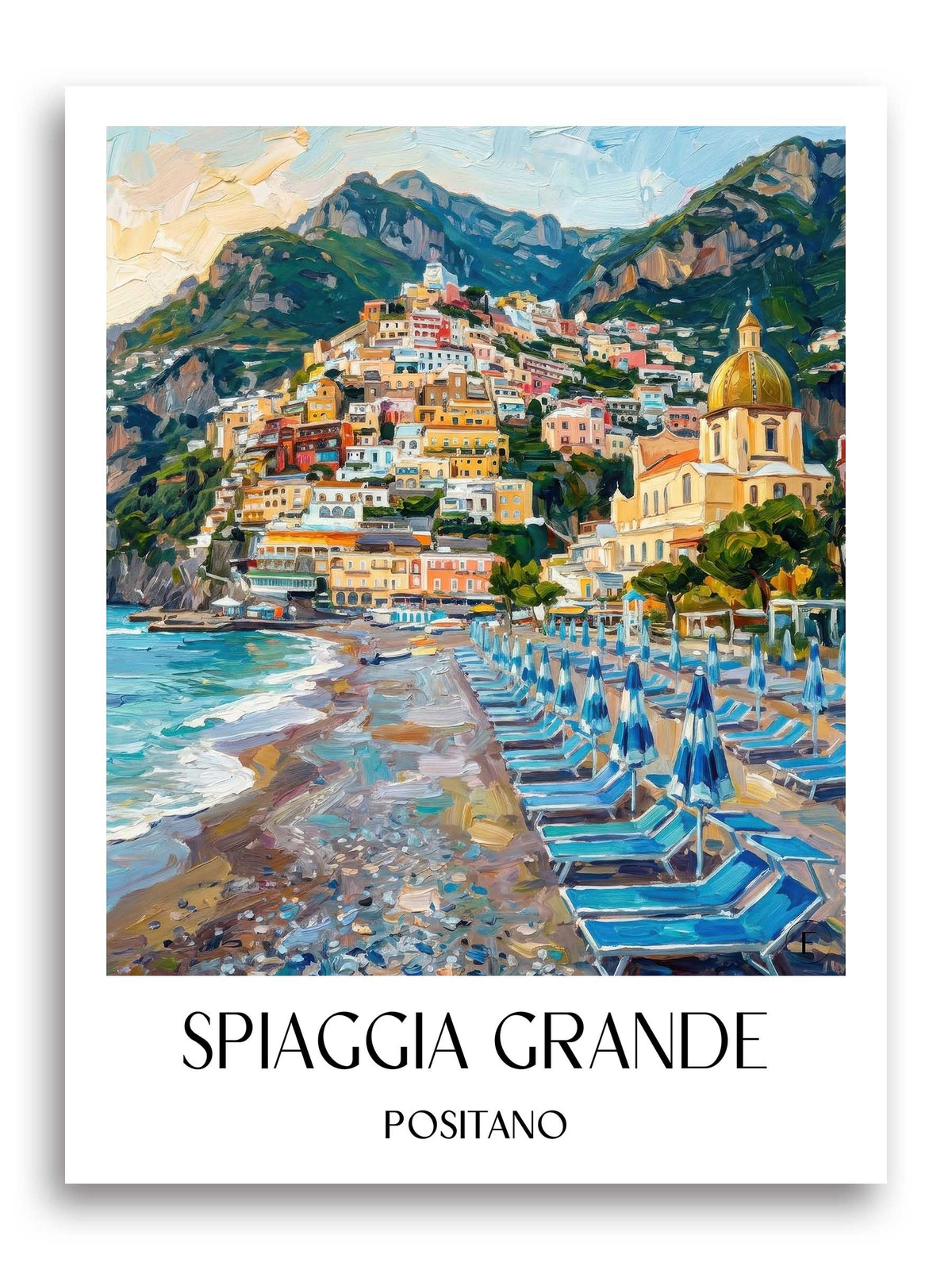 Spiaggia Grande Poster - Positano - Italien Kunstdruck - Ölgemälde von A4 bis A1 - favplace