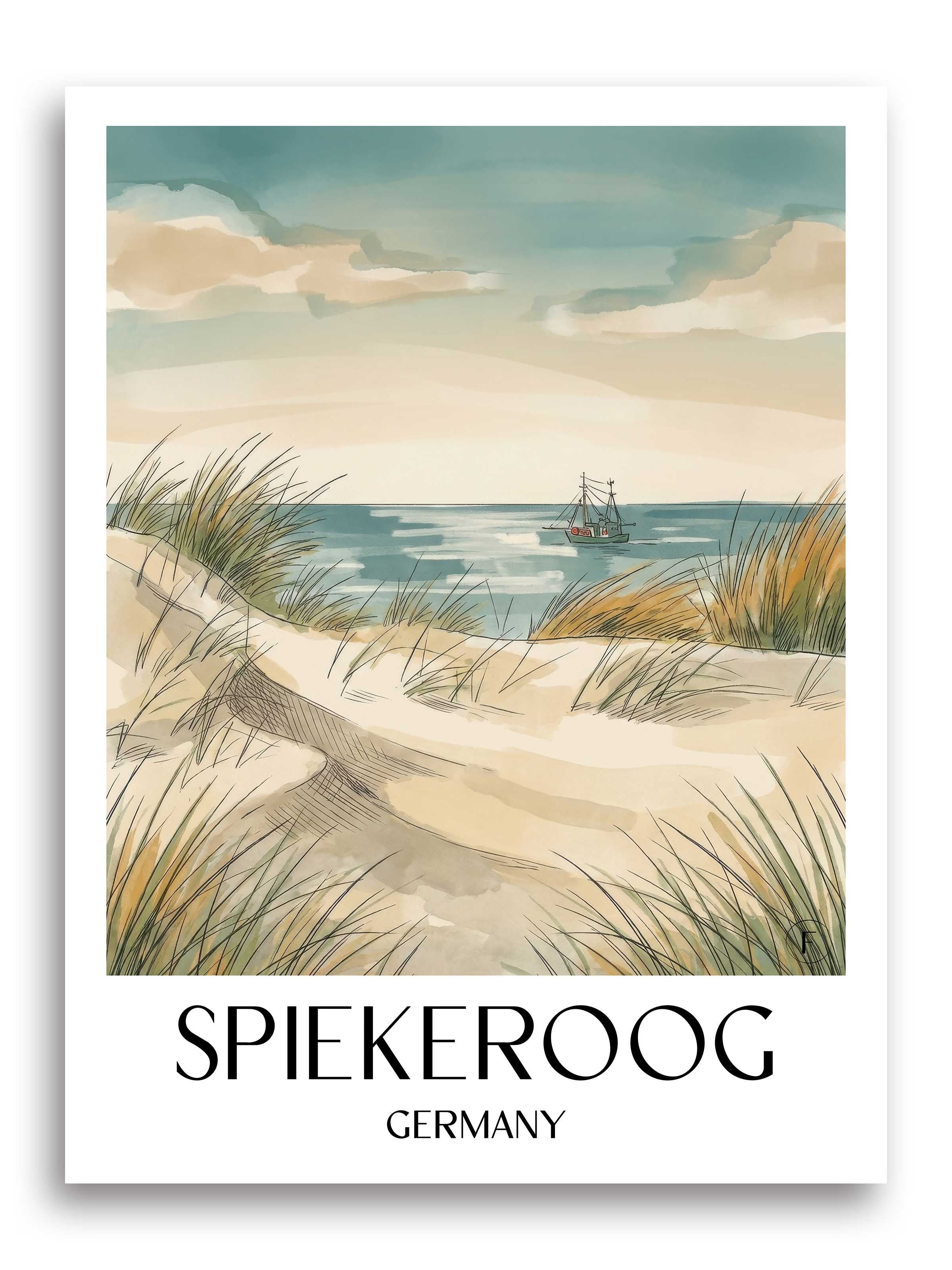 Spiekeroog Poster - Ostfriesland - Deutschland Kunstdruck - Aquarell von A4 bis A1 - favplace
