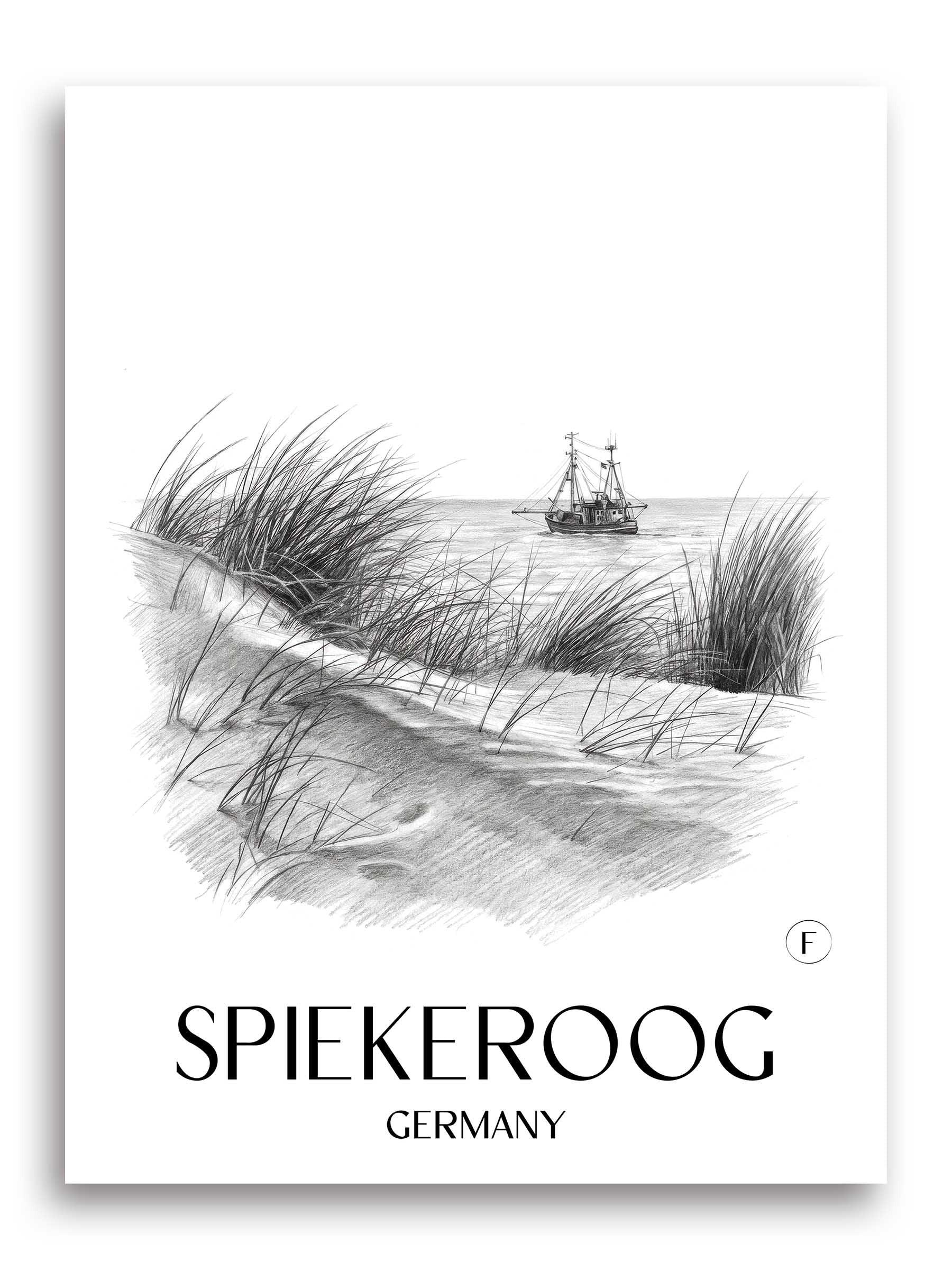 Spiekeroog Poster - Ostfriesland - Deutschland Kunstdruck - Zeichnung von A4 bis A1