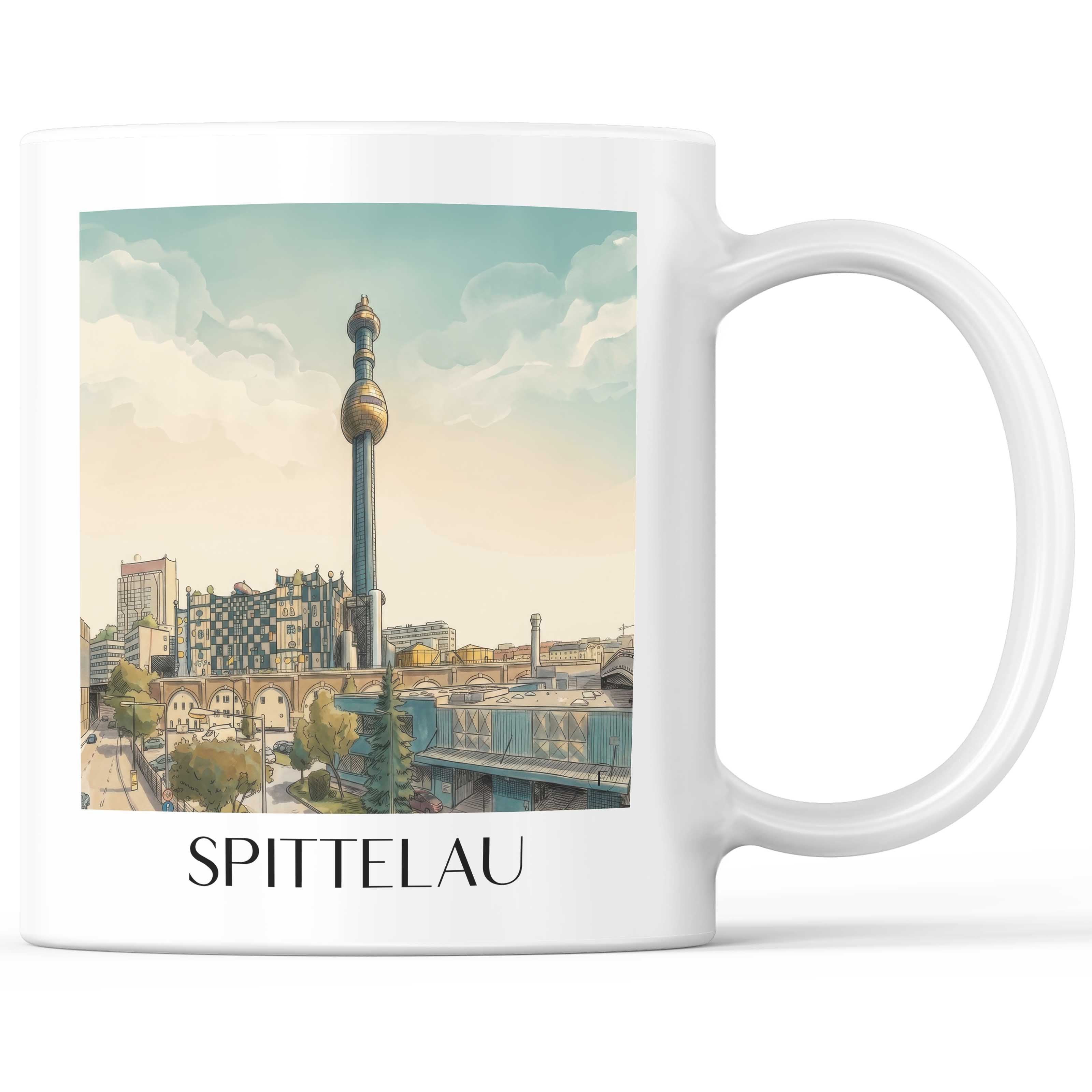 Spittelau Kaffeebecher - Wien - Österreich Becher - Kaffeetasse im Aquarell Stil - favplace