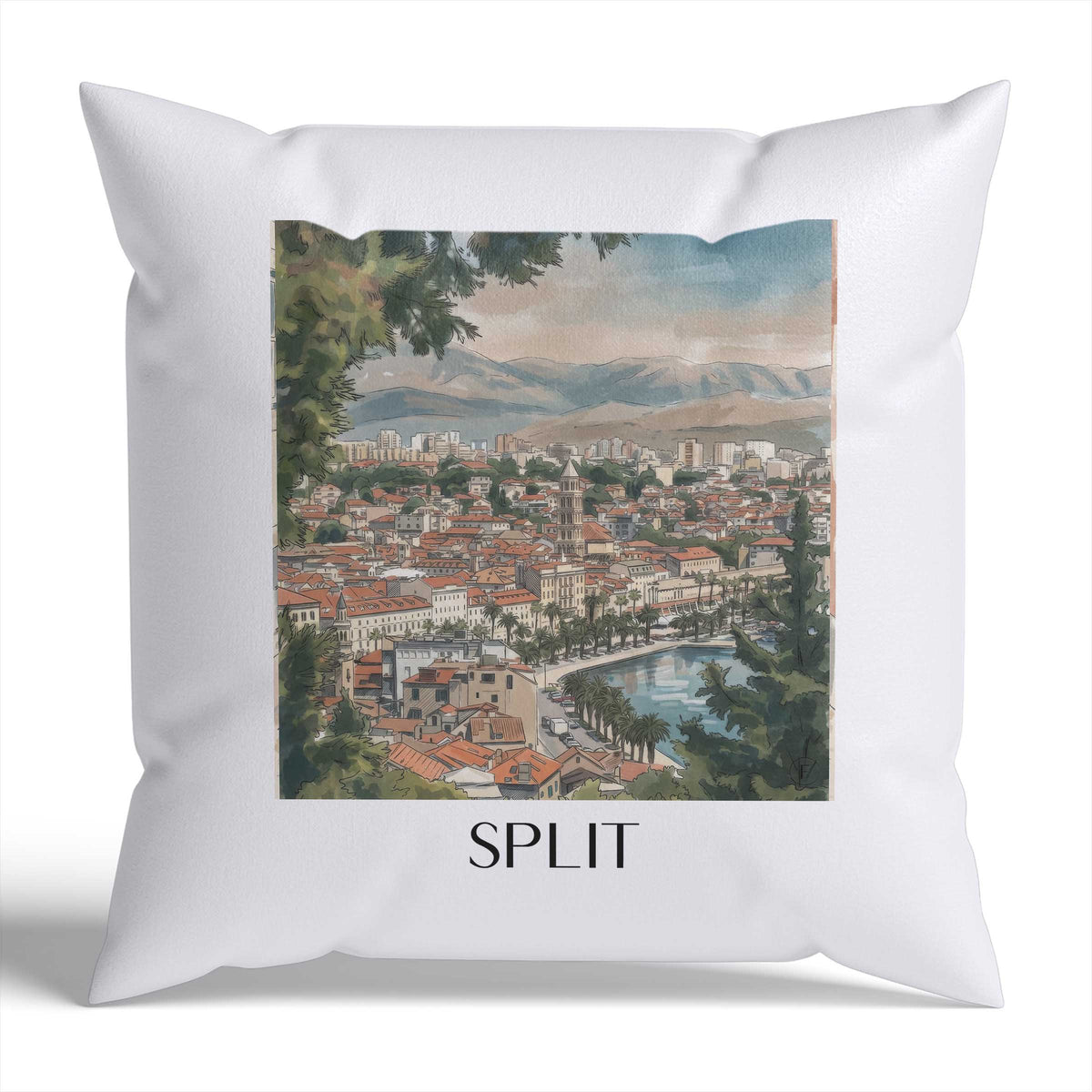 split-kroatien-kroatien-kissenbezug-aquarell