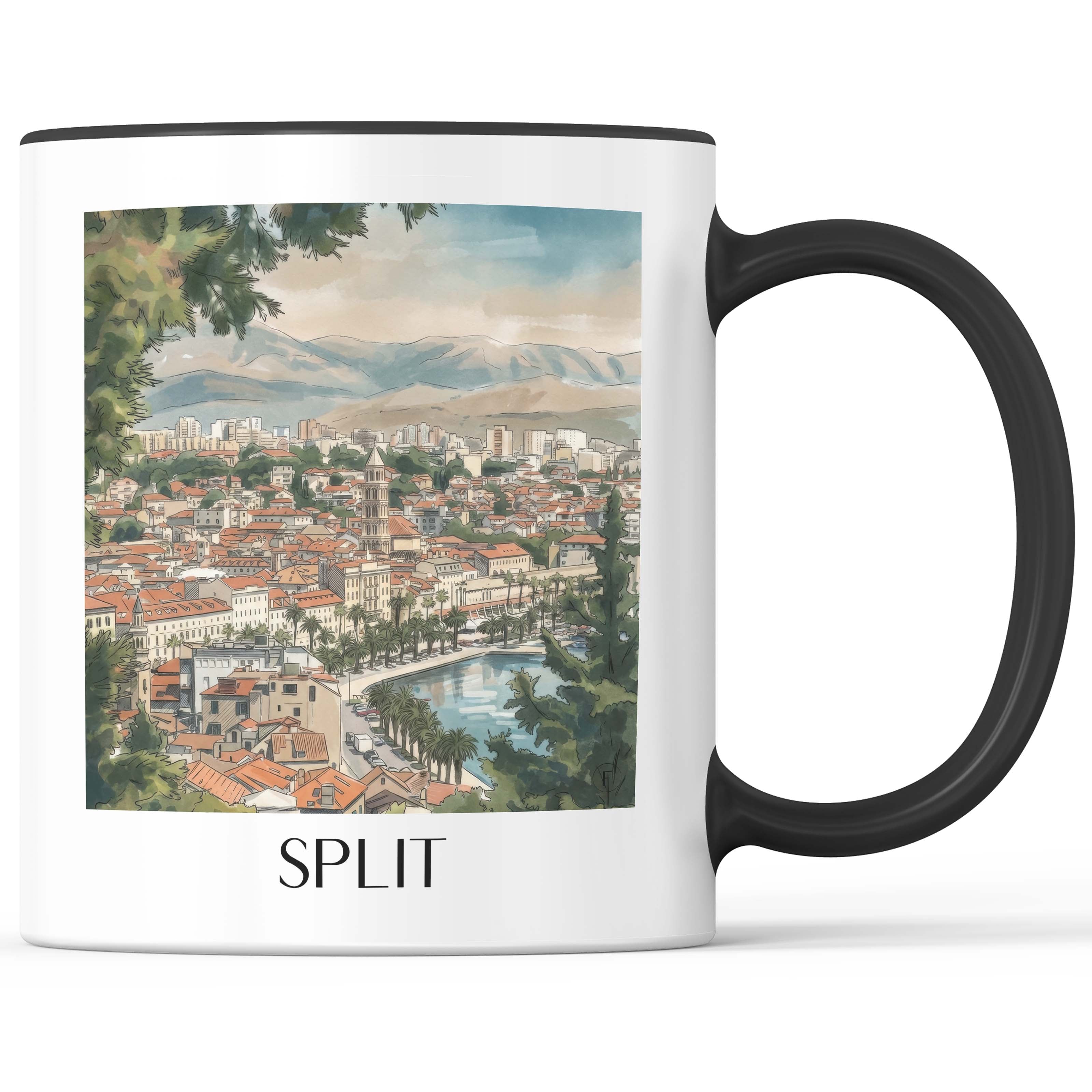 Split - Kroatien Becher - Kaffeetasse im Aquarell Stil - favplace