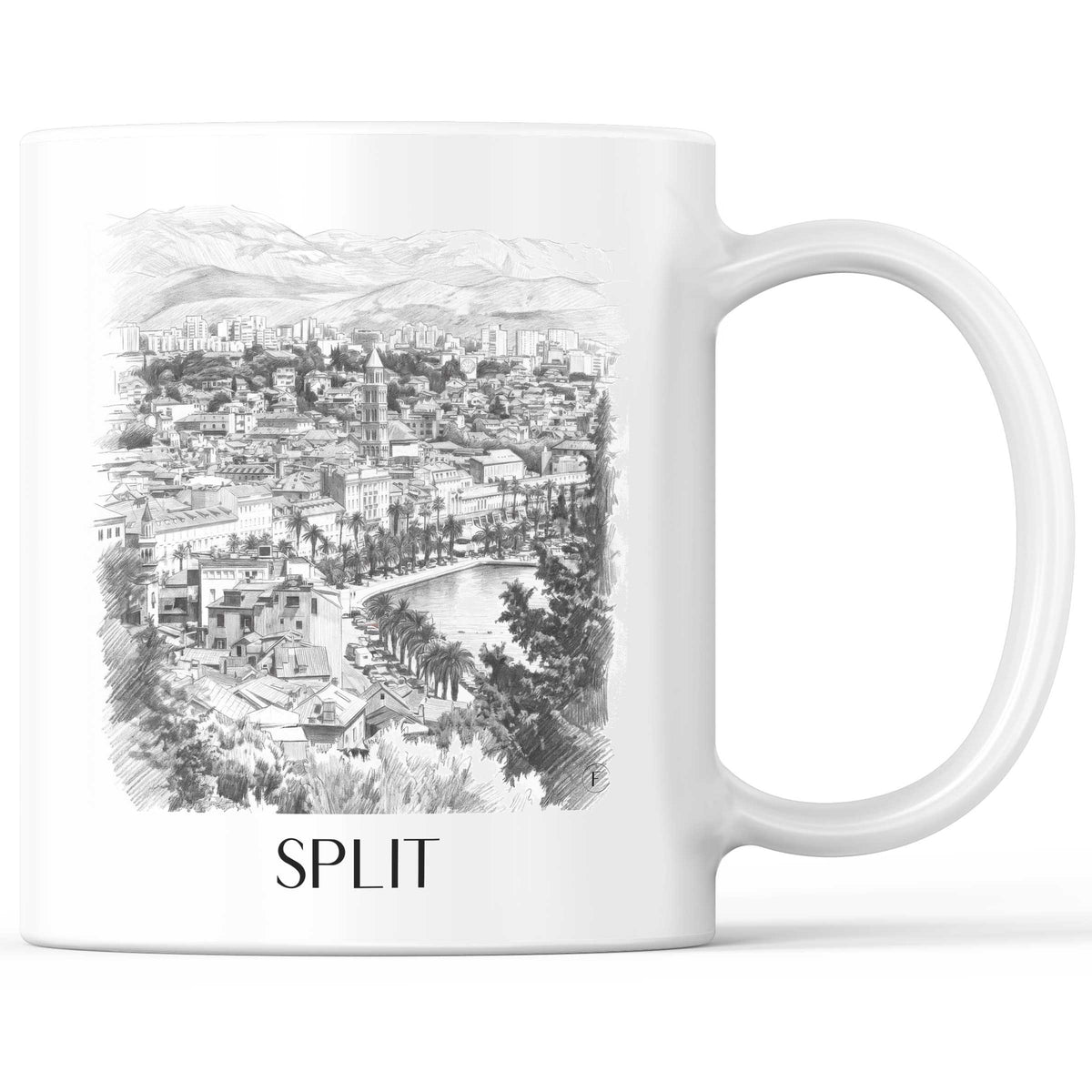 Split - Kroatien Becher - Kaffeetasse im Zeichnung Stil - favplace