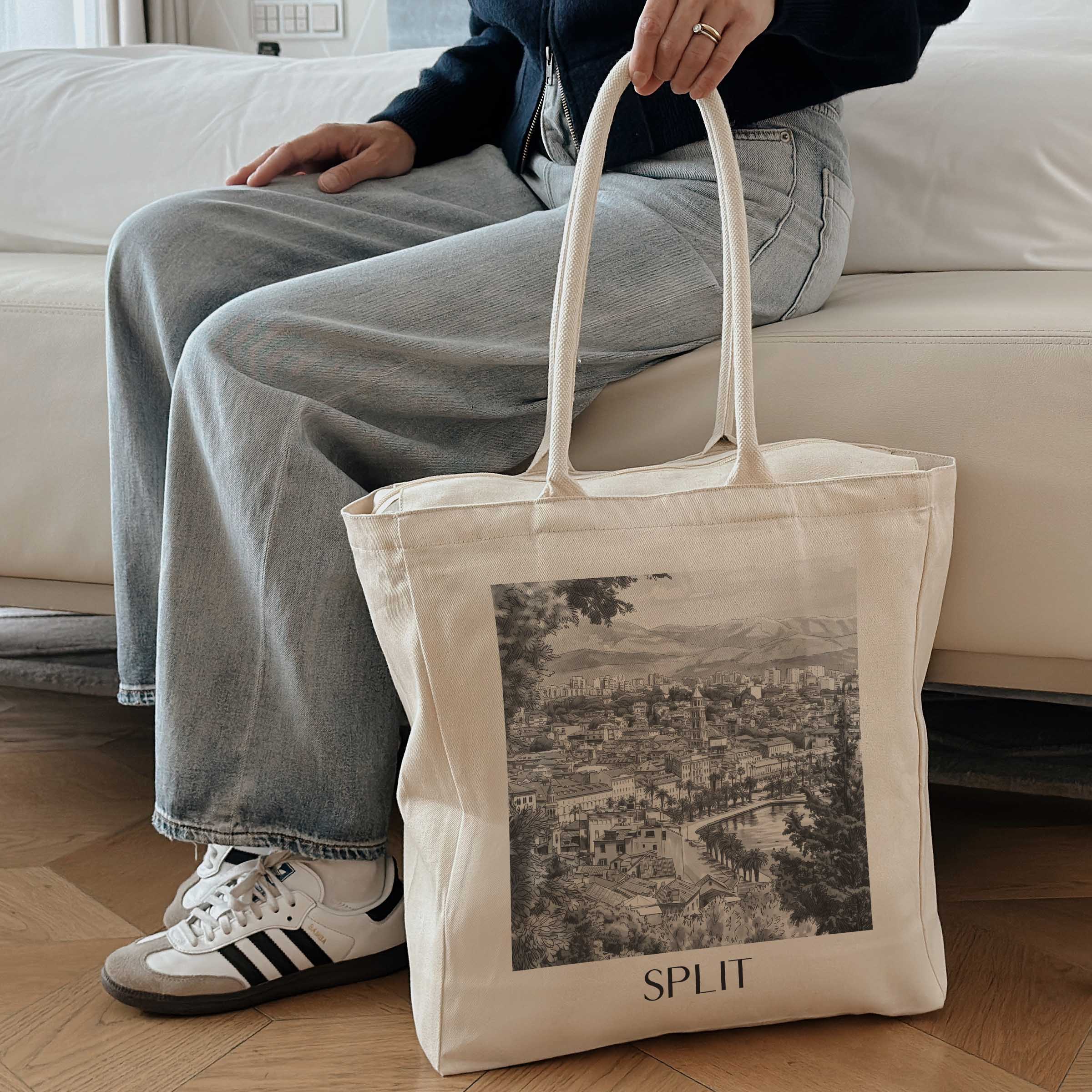 split-kroatien-einkaufstasche-aquarell-schwarz-weiss