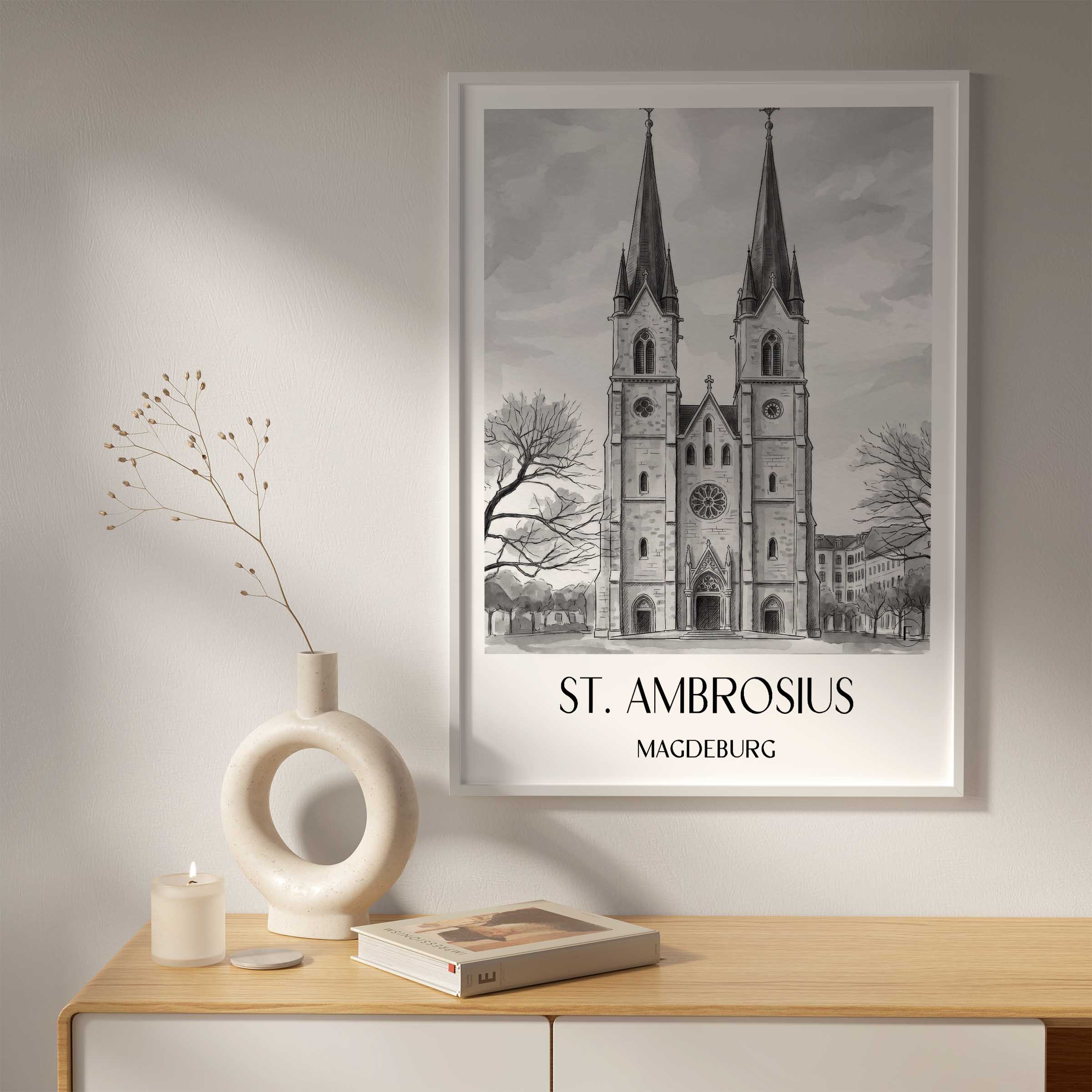st.-ambrosius-magdeburg-deutschland-poster-aquarell-schwarz-weiss