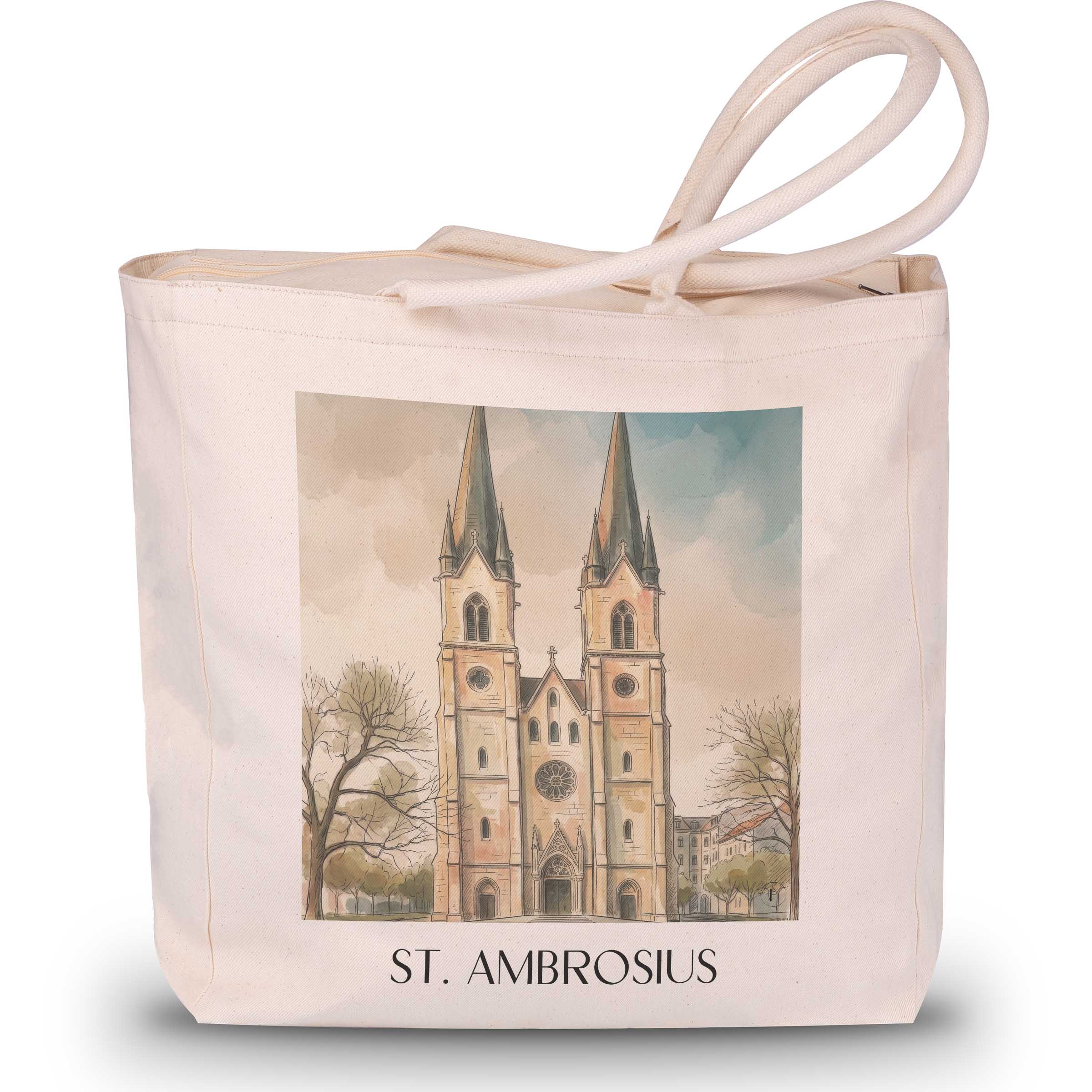 St. Ambrosius Shopping Tasche - Magdeburg - Deutschland Tote Bag - Einkaufstasche im Aquarell Stil - favplace