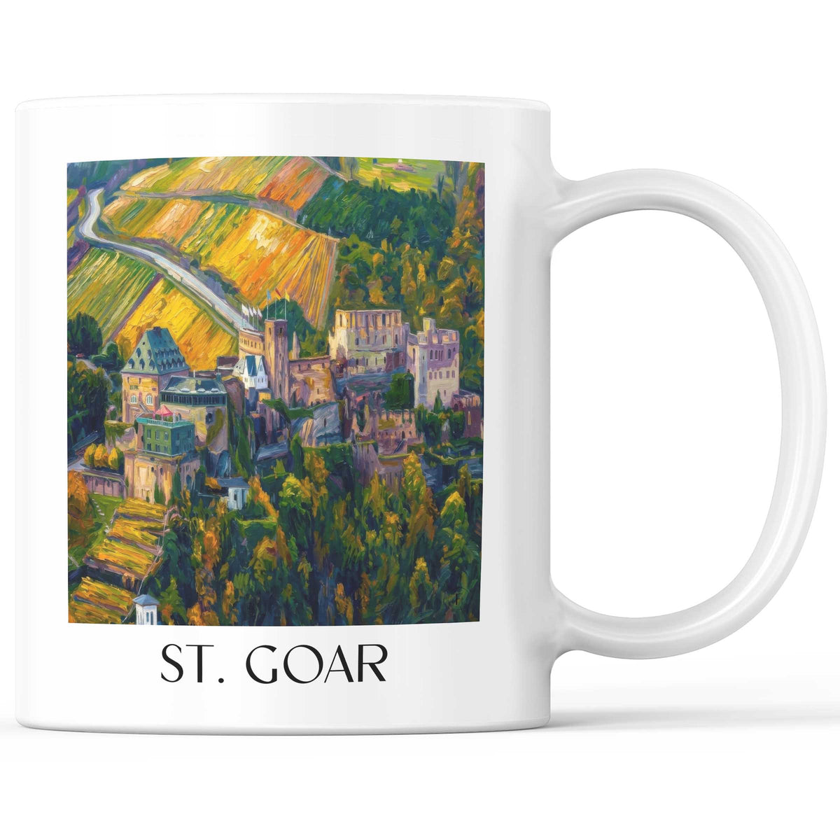 St. Goar Kaffeebecher - Oberes Mittelrheintal - Deutschland Becher - Kaffeetasse im Ölgemälde Stil - favplace