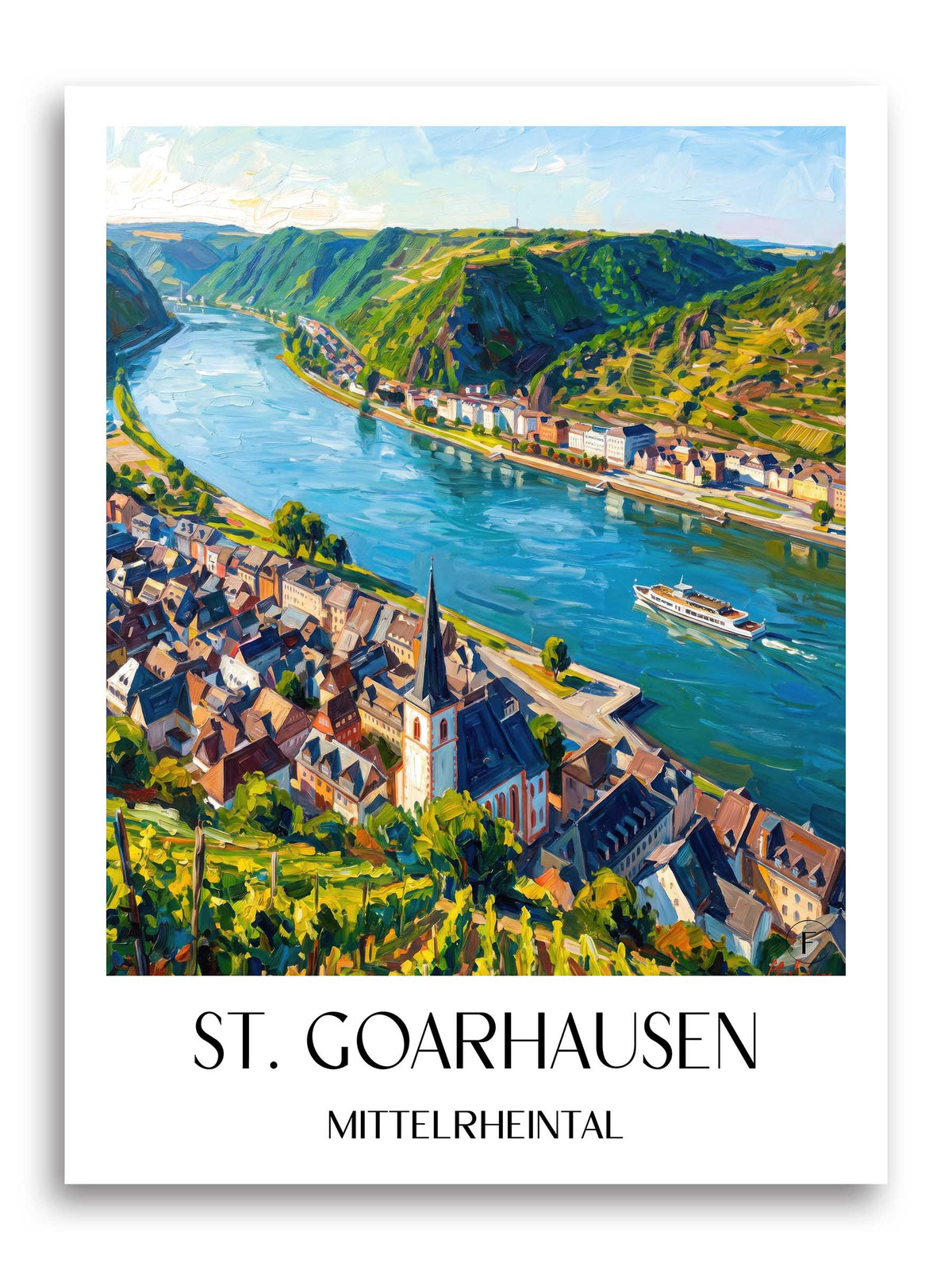St. Goarhausen Poster - Mittelrheintal - Deutschland Kunstdruck - Ölgemälde von A4 bis A1 - favplace