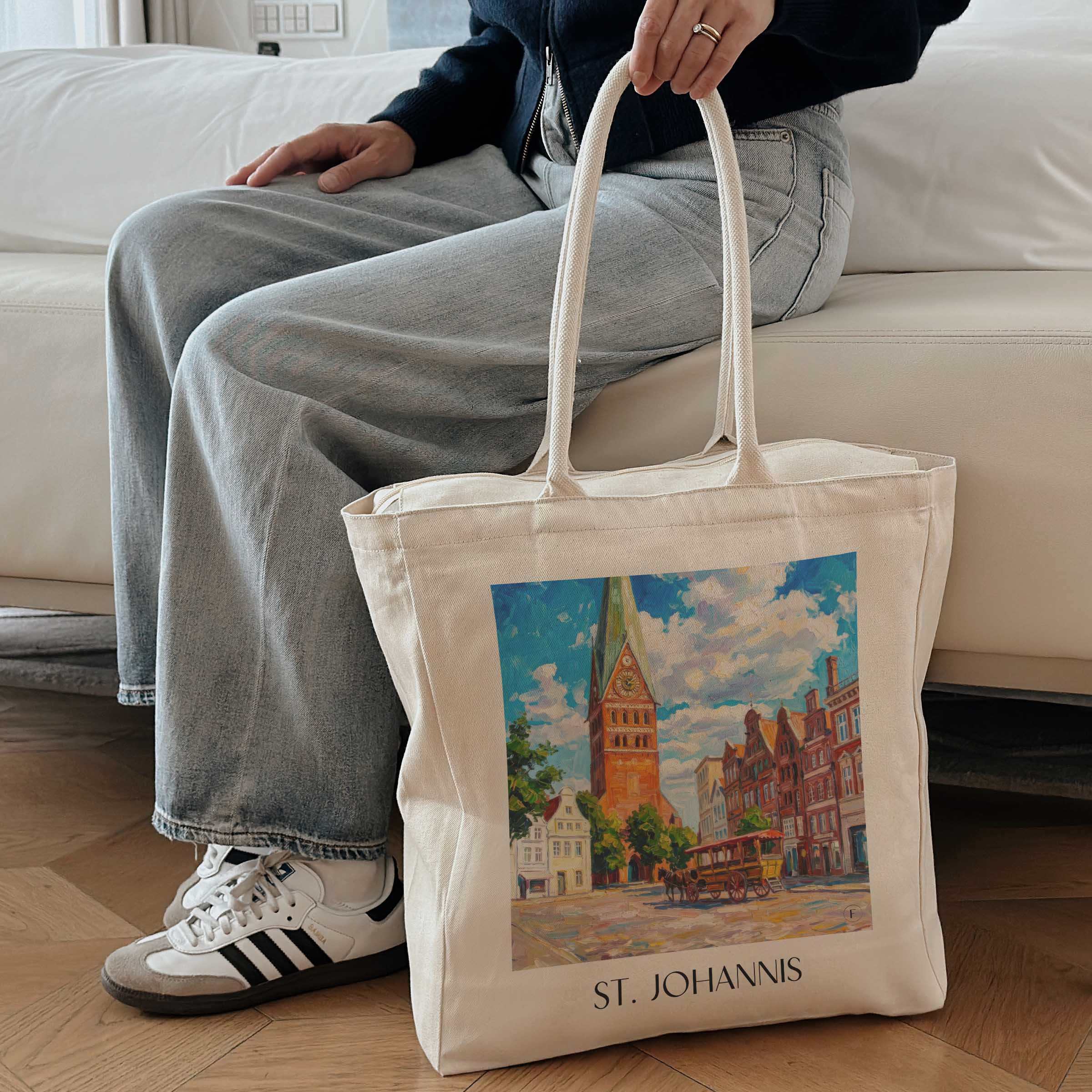 st.-johannis-lüneburg-deutschland-einkaufstasche-oil-painting-oelgemaelde