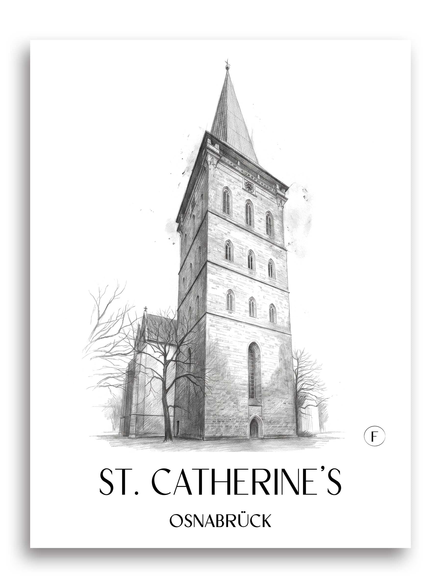 St. Katharinen Poster - Osnabrück - Deutschland Kunstdruck - Zeichnung von A4 bis A1