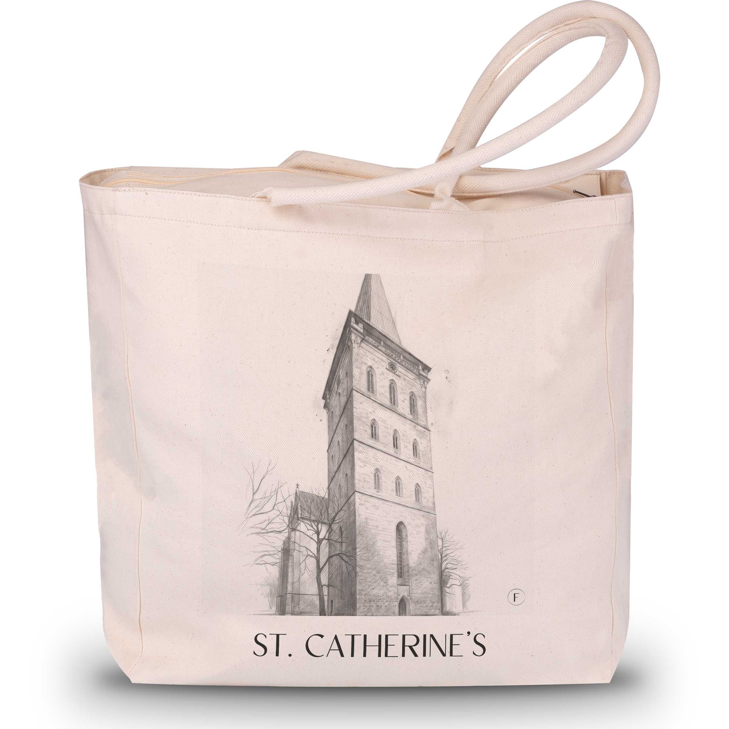 St. Katharinen Shopping Tasche - Osnabrück - Deutschland Tote Bag - Einkaufstasche im Zeichnung Stil - favplace