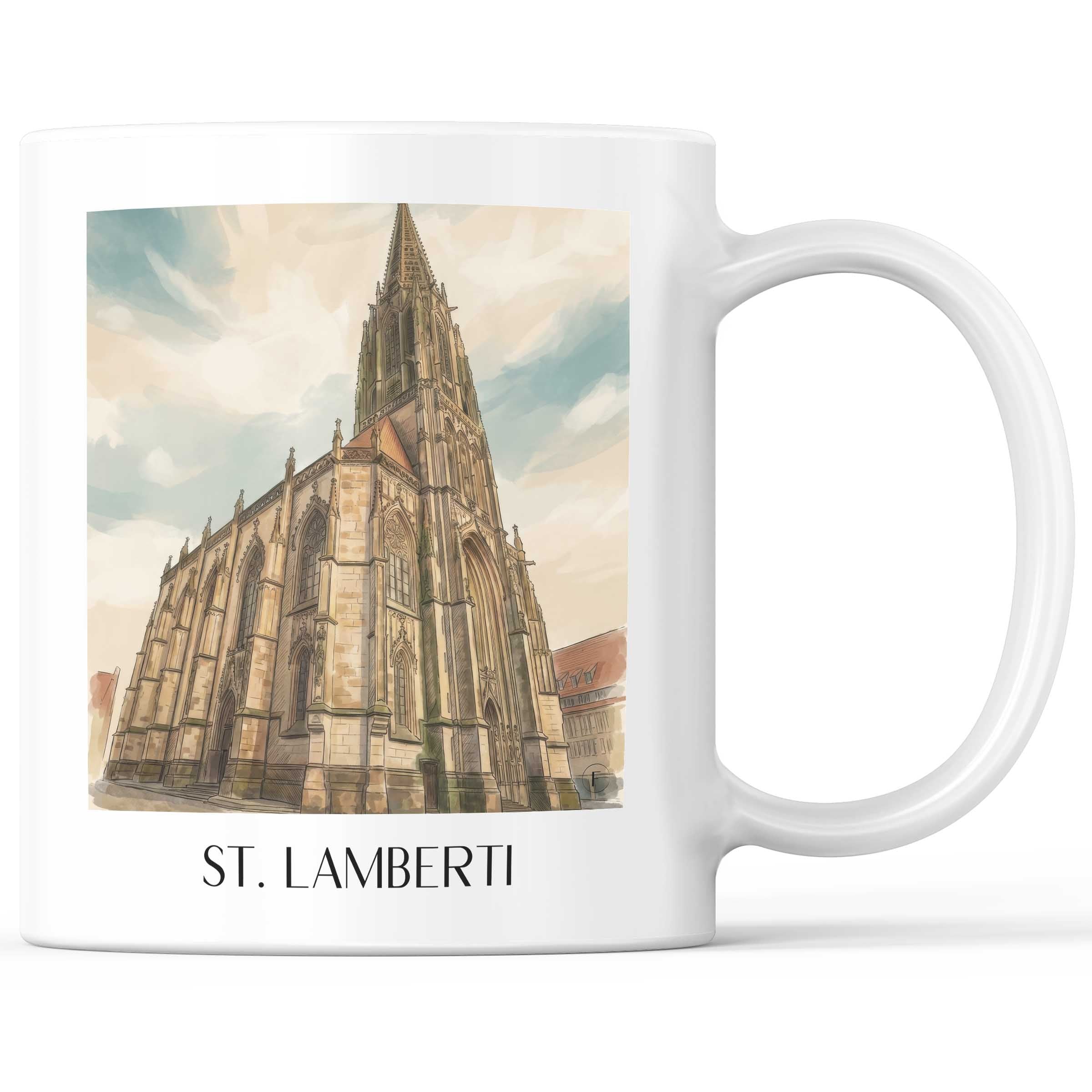 St. Lamberti Kaffeebecher - Münster - Deutschland Becher - Kaffeetasse im Aquarell Stil - favplace