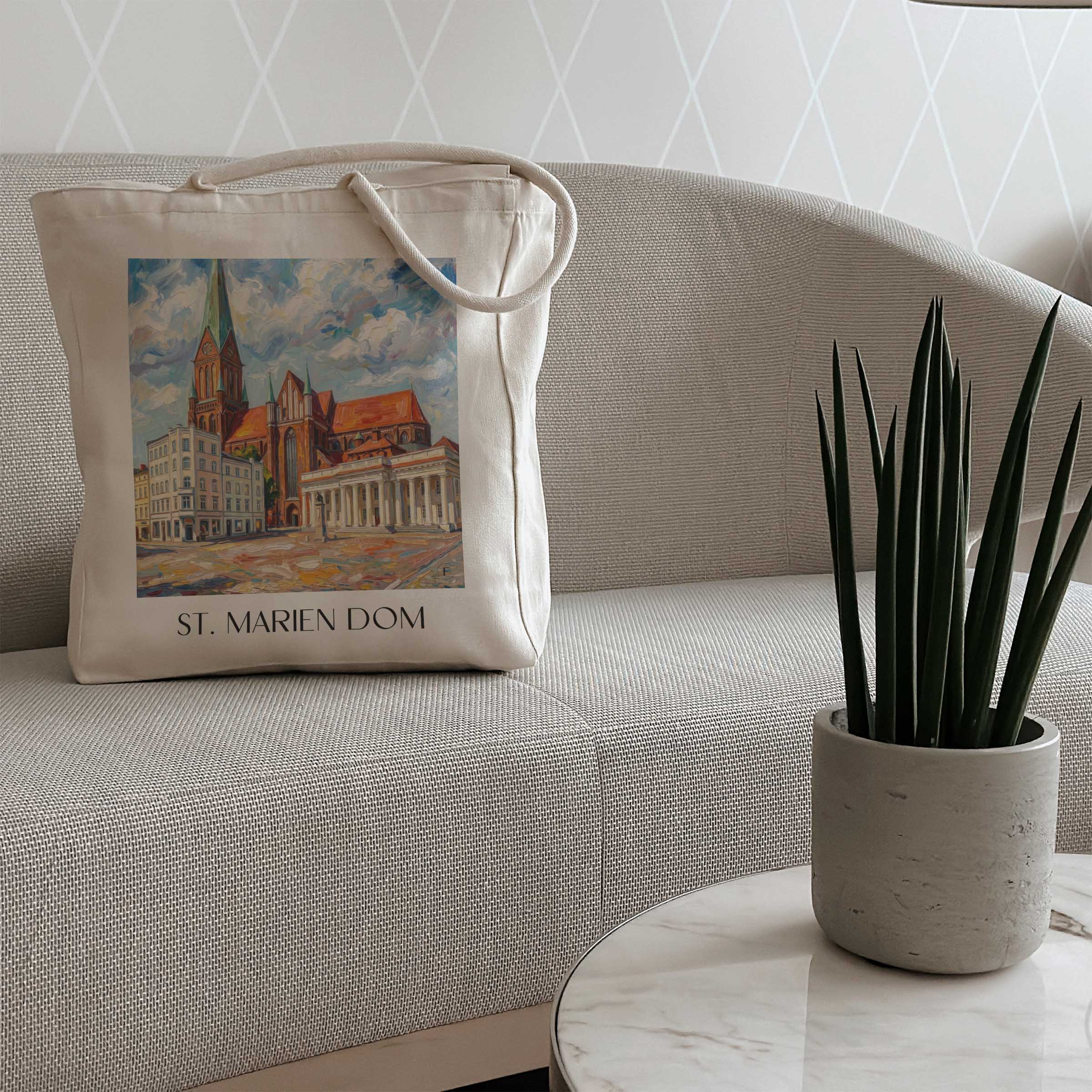 st.-marien-dom-schwerin-deutschland-einkaufstasche-oil-painting-oelgemaelde