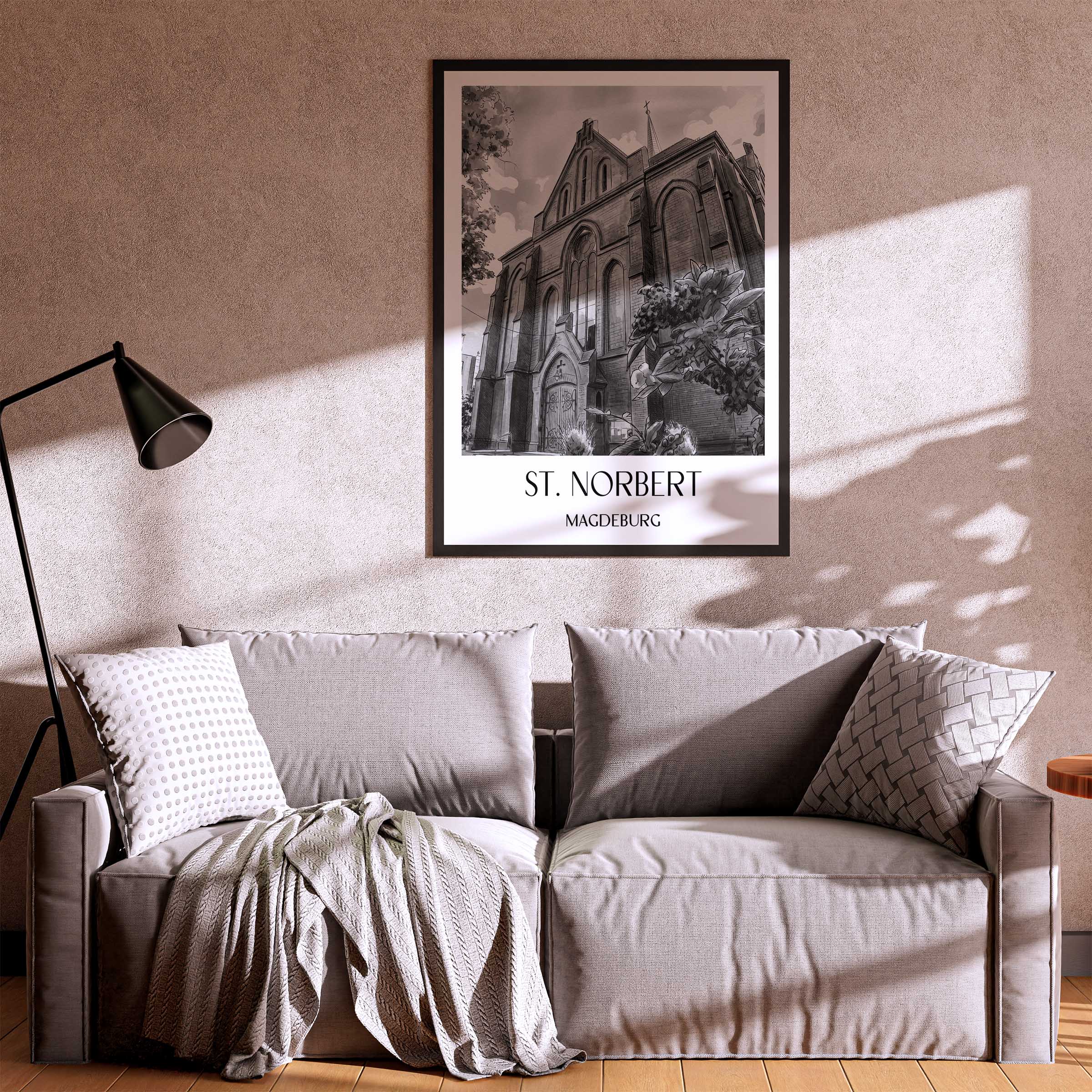 st.-norbert-magdeburg-deutschland-poster-aquarell-schwarz-weiss