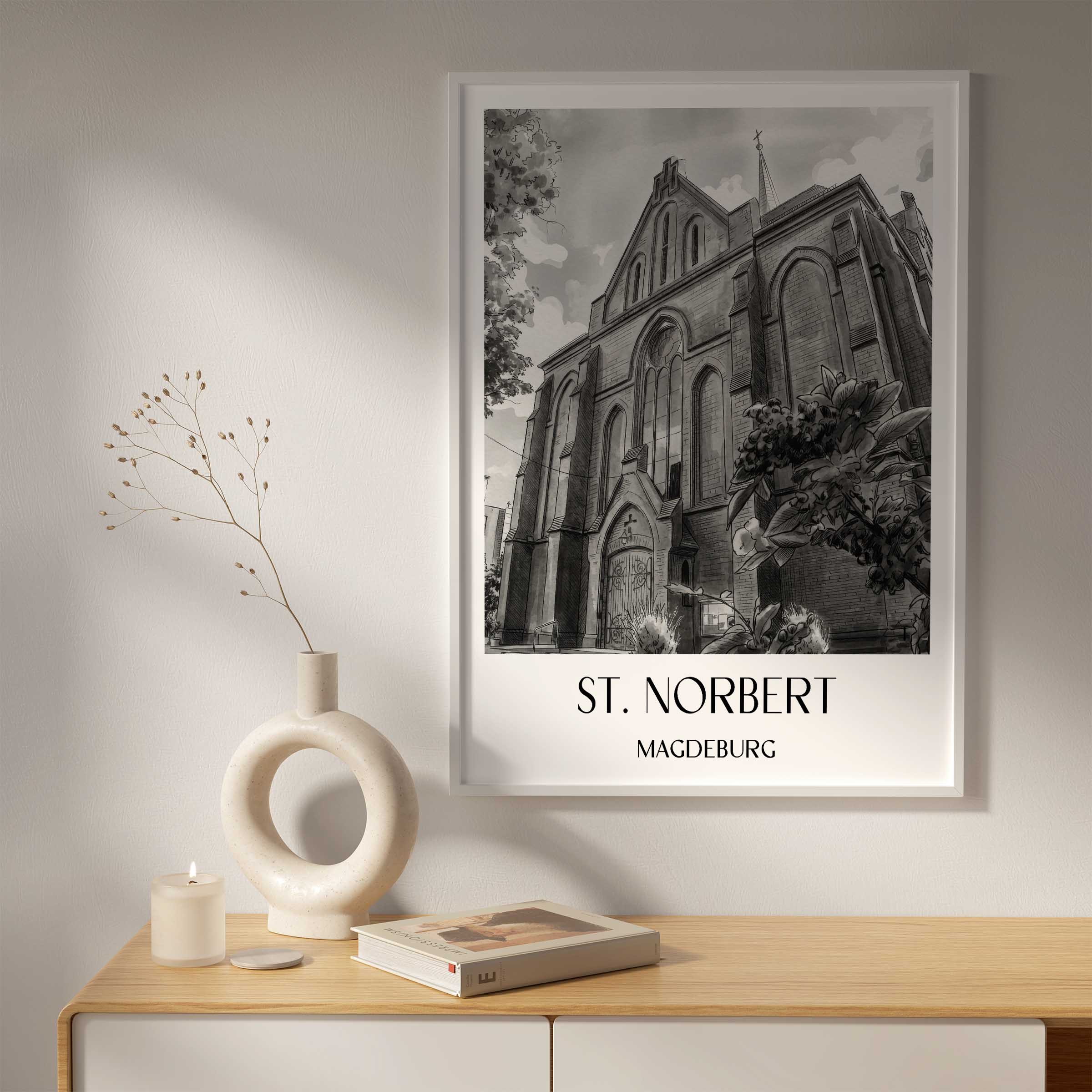 st.-norbert-magdeburg-deutschland-poster-aquarell-schwarz-weiss