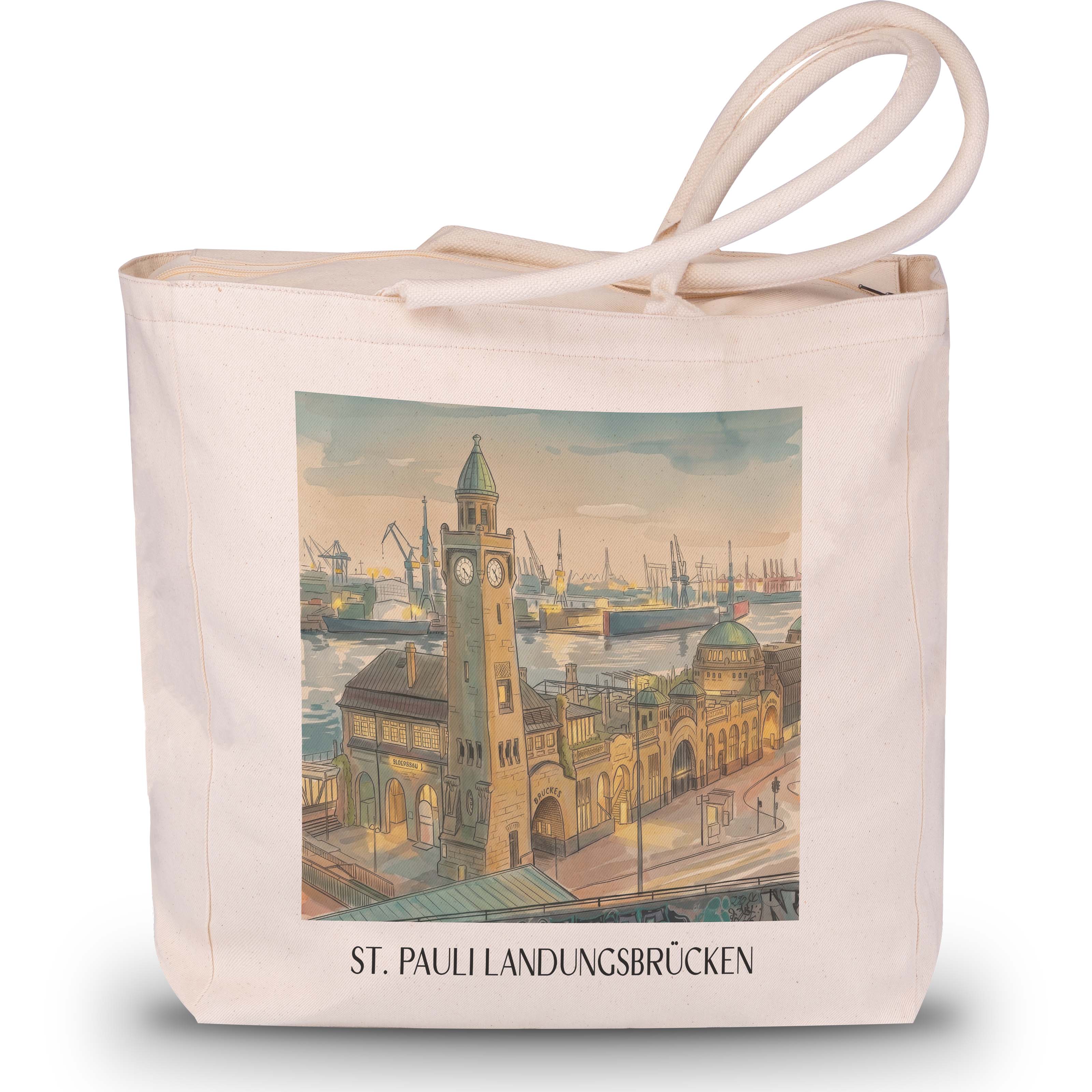 st.-pauli-landungsbrücken-hamburg-deutschland-einkaufstasche-aquarell