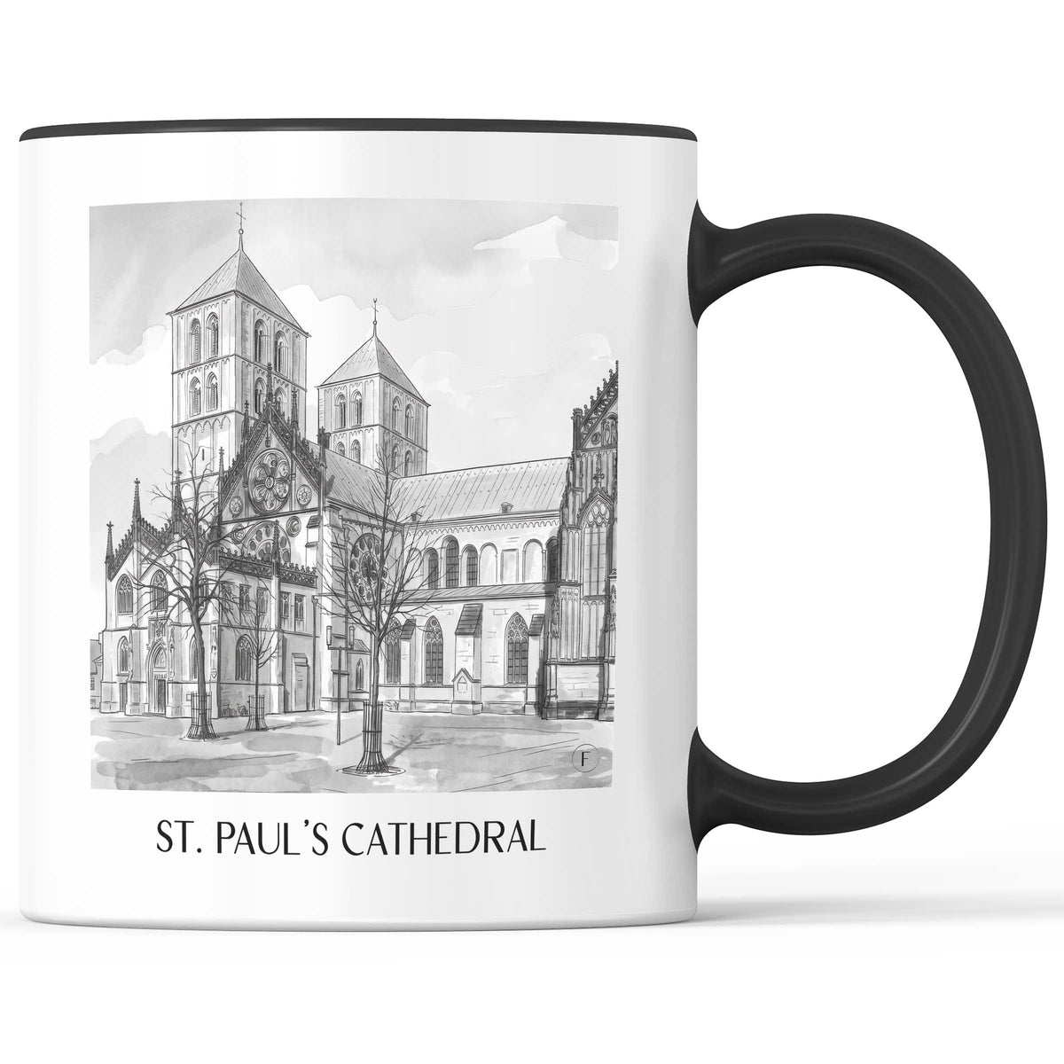 St. Paulus Dom Kaffeebecher - Münster - Deutschland Becher - Kaffeetasse im Aquarell Schwarz-Weiß Stil - favplace