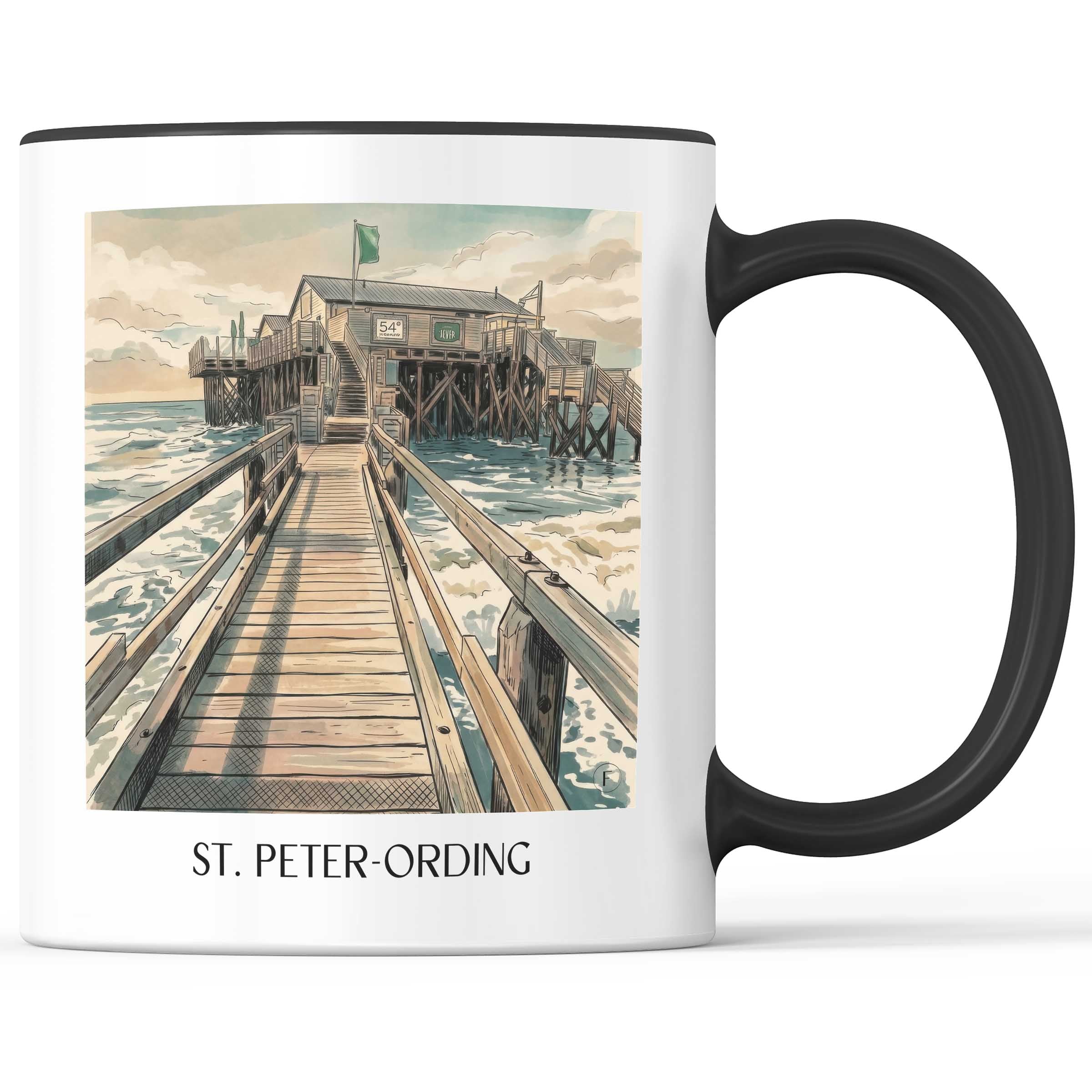 St. Peter-Ording Kaffeebecher - Nordfriesland - Deutschland Becher - Kaffeetasse im Aquarell Stil - favplace