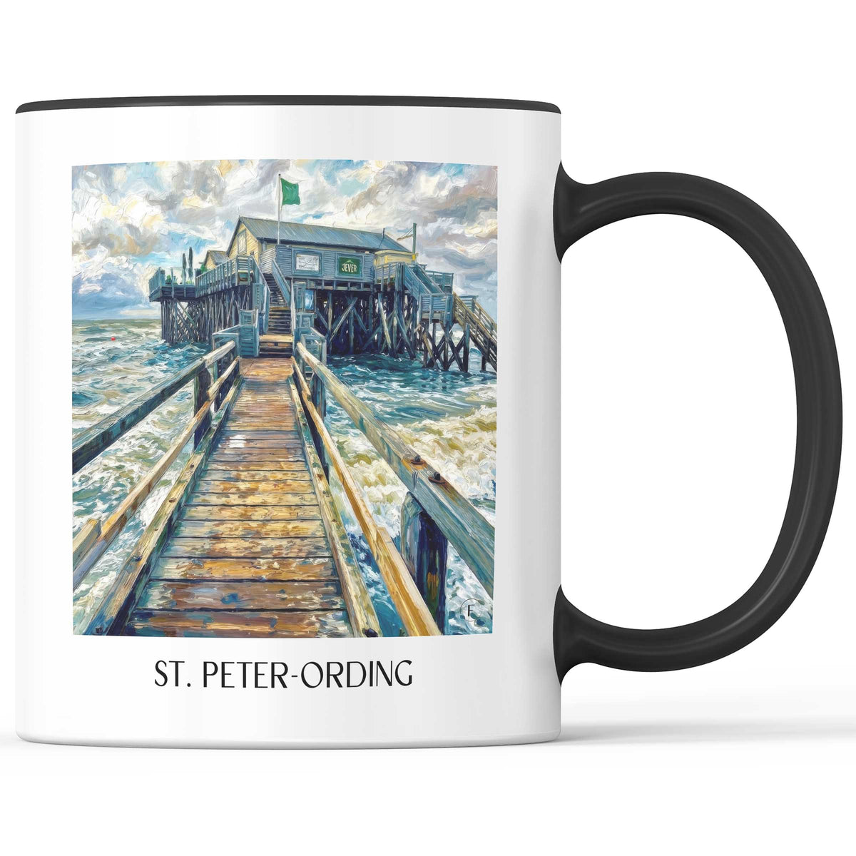 St. Peter-Ording Kaffeebecher - Nordfriesland - Deutschland Becher - Kaffeetasse im Ölgemälde Stil - favplace
