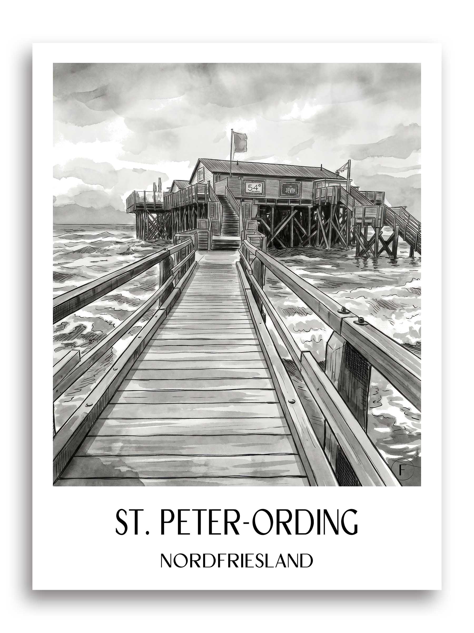 st.-peter-ording-nordfriesland-deutschland-poster-aquarell-schwarz-weiss