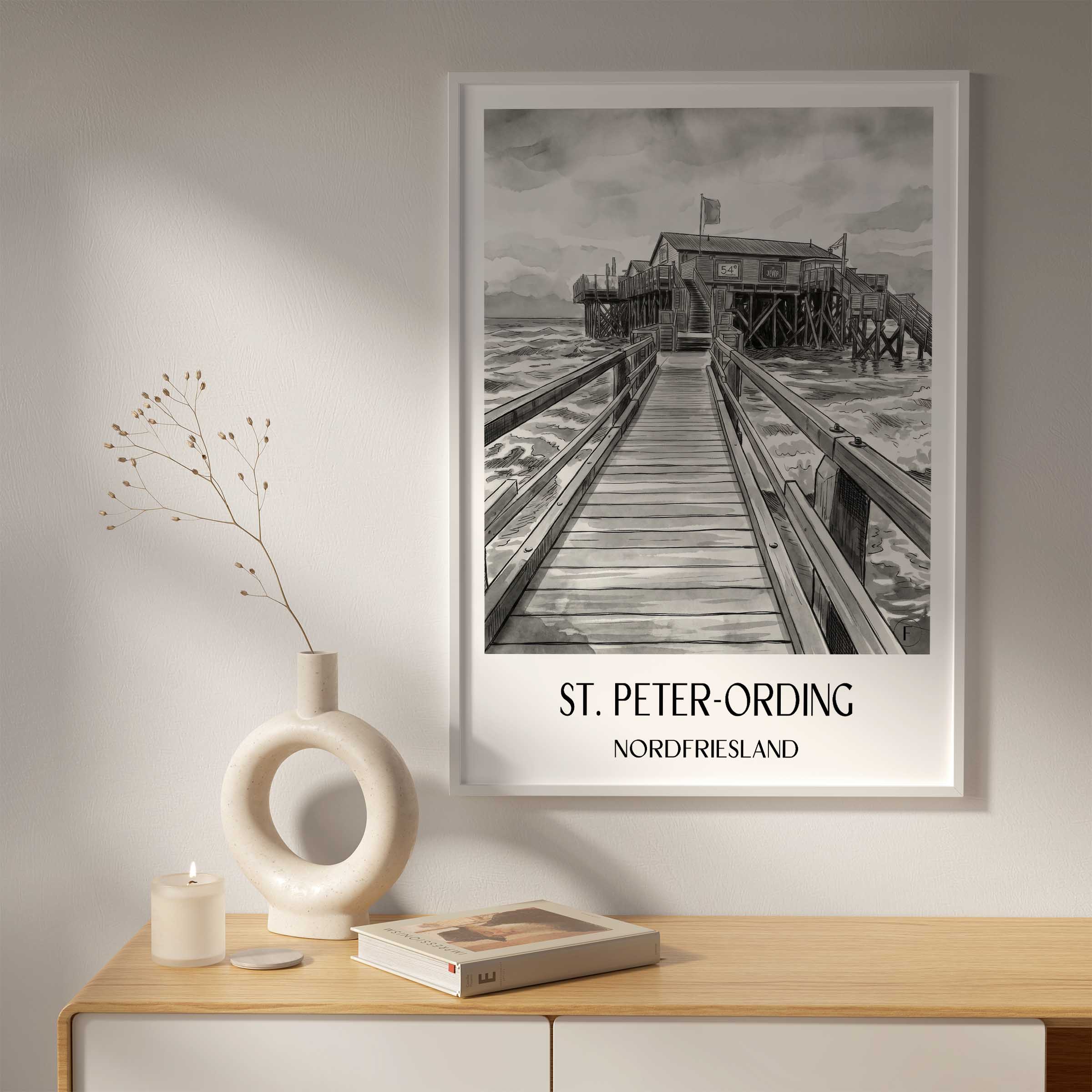 st.-peter-ording-nordfriesland-deutschland-poster-aquarell-schwarz-weiss