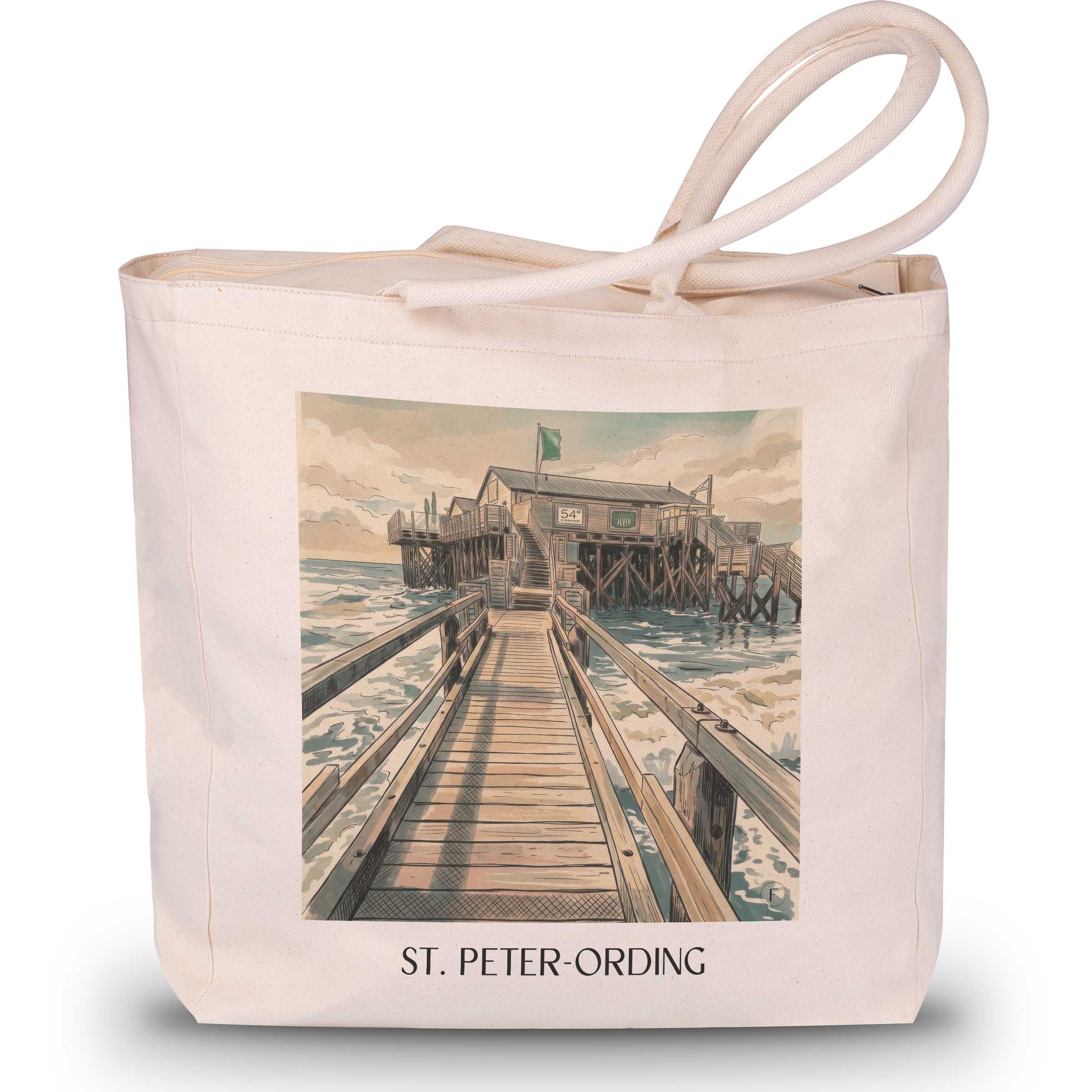 St. Peter-Ording Shopping Tasche - Nordfriesland - Deutschland Tote Bag - Einkaufstasche im Aquarell Stil - favplace