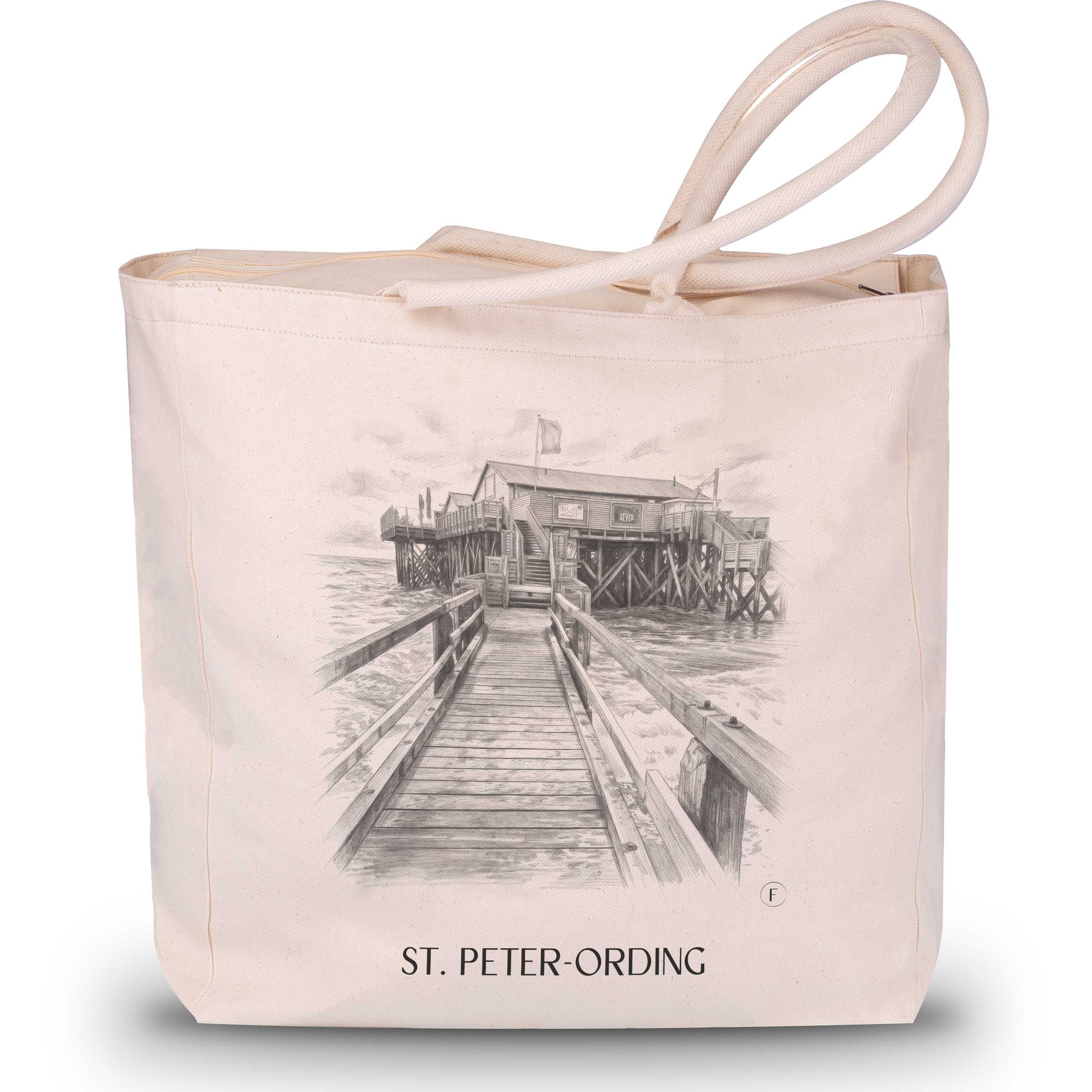 St. Peter-Ording Shopping Tasche - Nordfriesland - Deutschland Tote Bag - Einkaufstasche im Zeichnung Stil - favplace