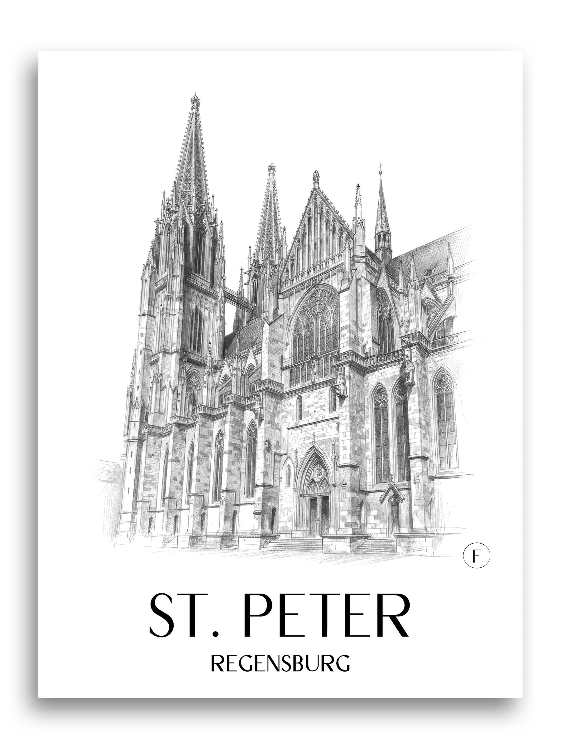 st.-peter-regensburg-deutschland-poster-bleistift-zeichnung-drawing
