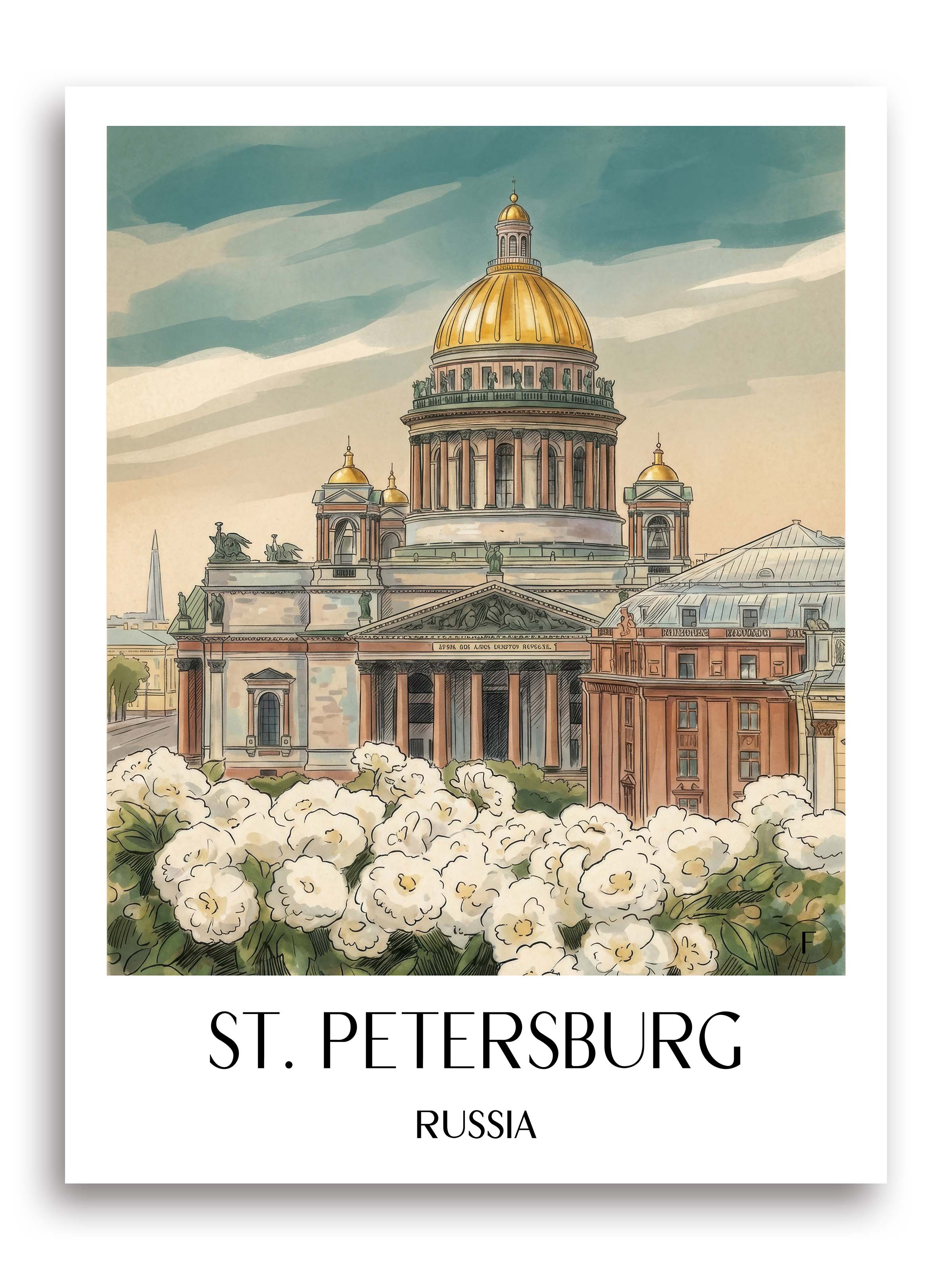 St. Petersburg Poster - Russland Kunstdruck - Aquarell von A4 bis A1 - favplace