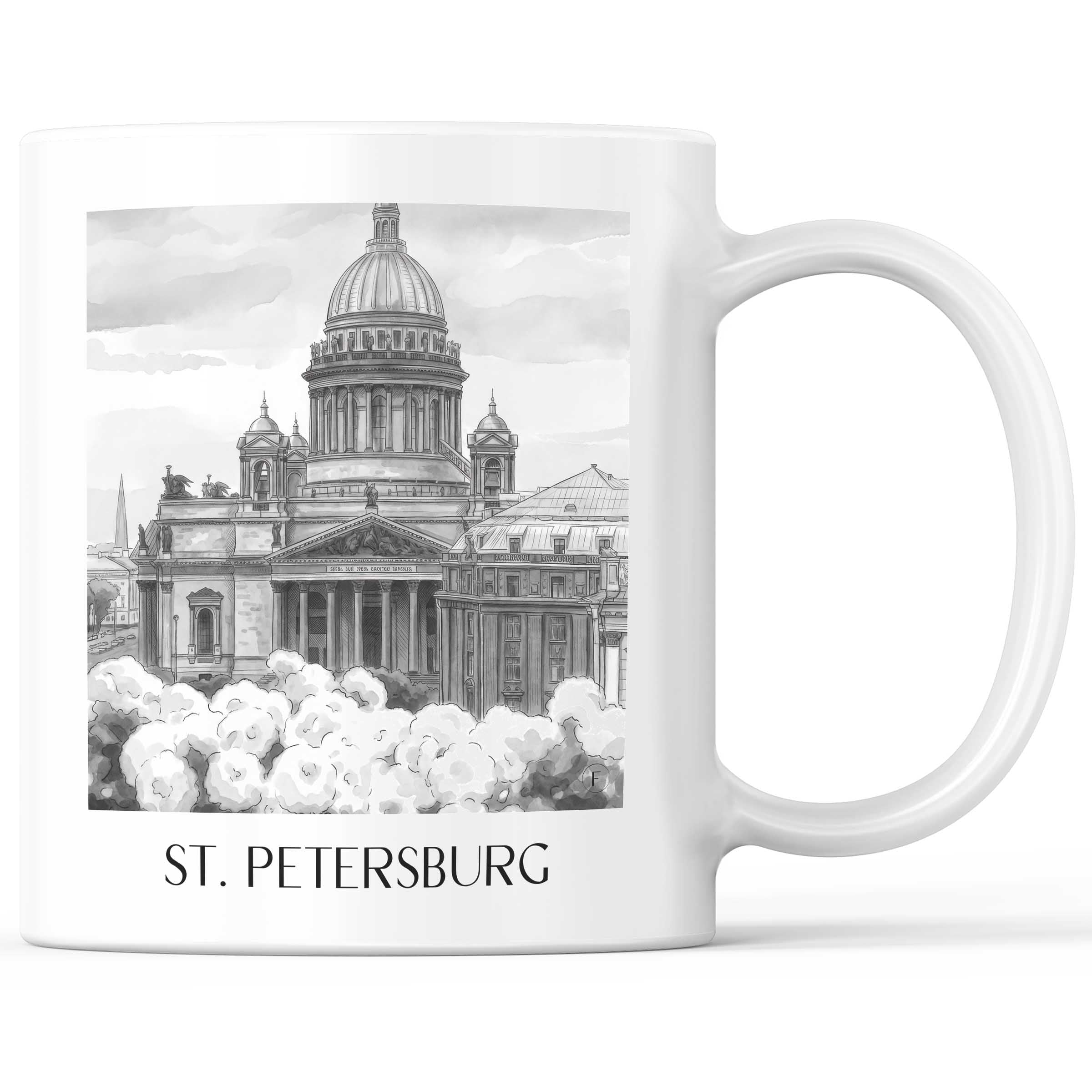 St. Petersburg - Russland Becher - Kaffeetasse im Aquarell Schwarz-Weiß Stil - favplace