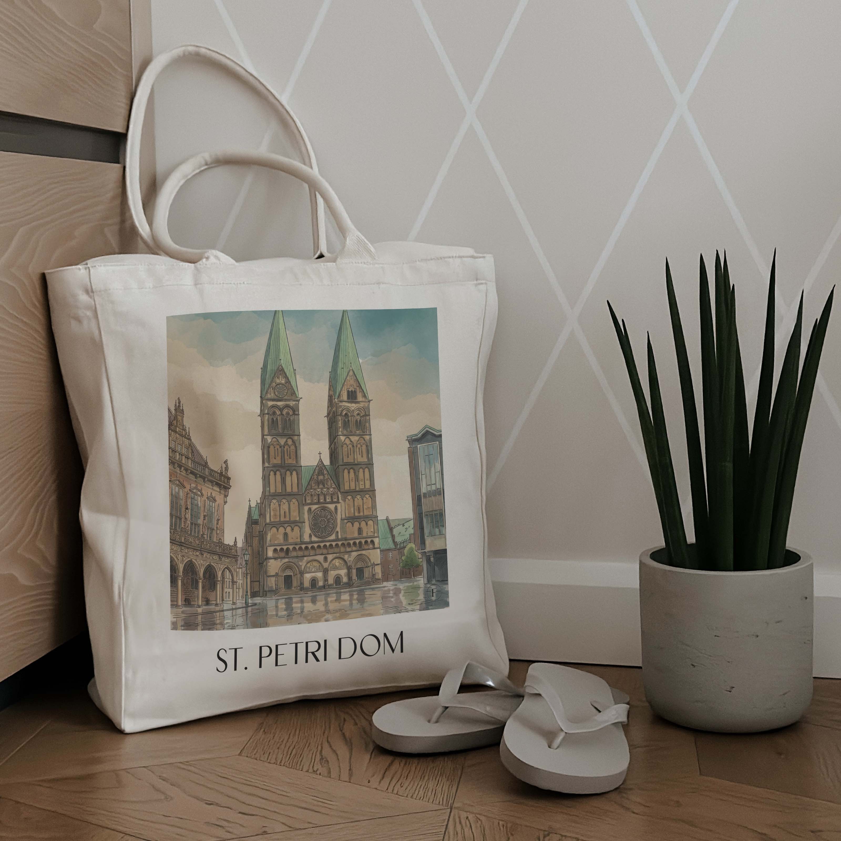 st.-petri-dom-bremen-deutschland-einkaufstasche-aquarell