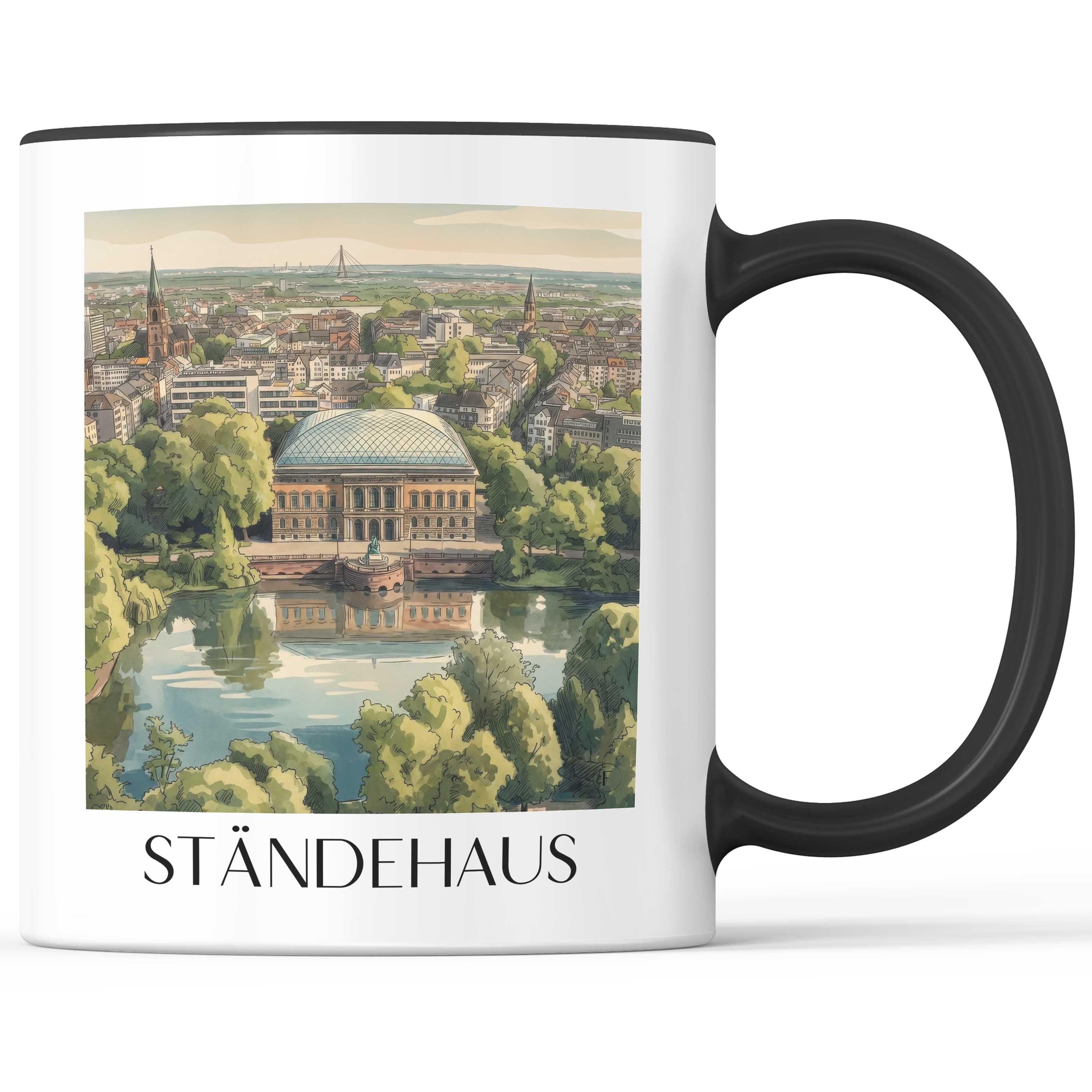 ständehaus-düsseldorf-deutschland-kaffeebecher-aquarell