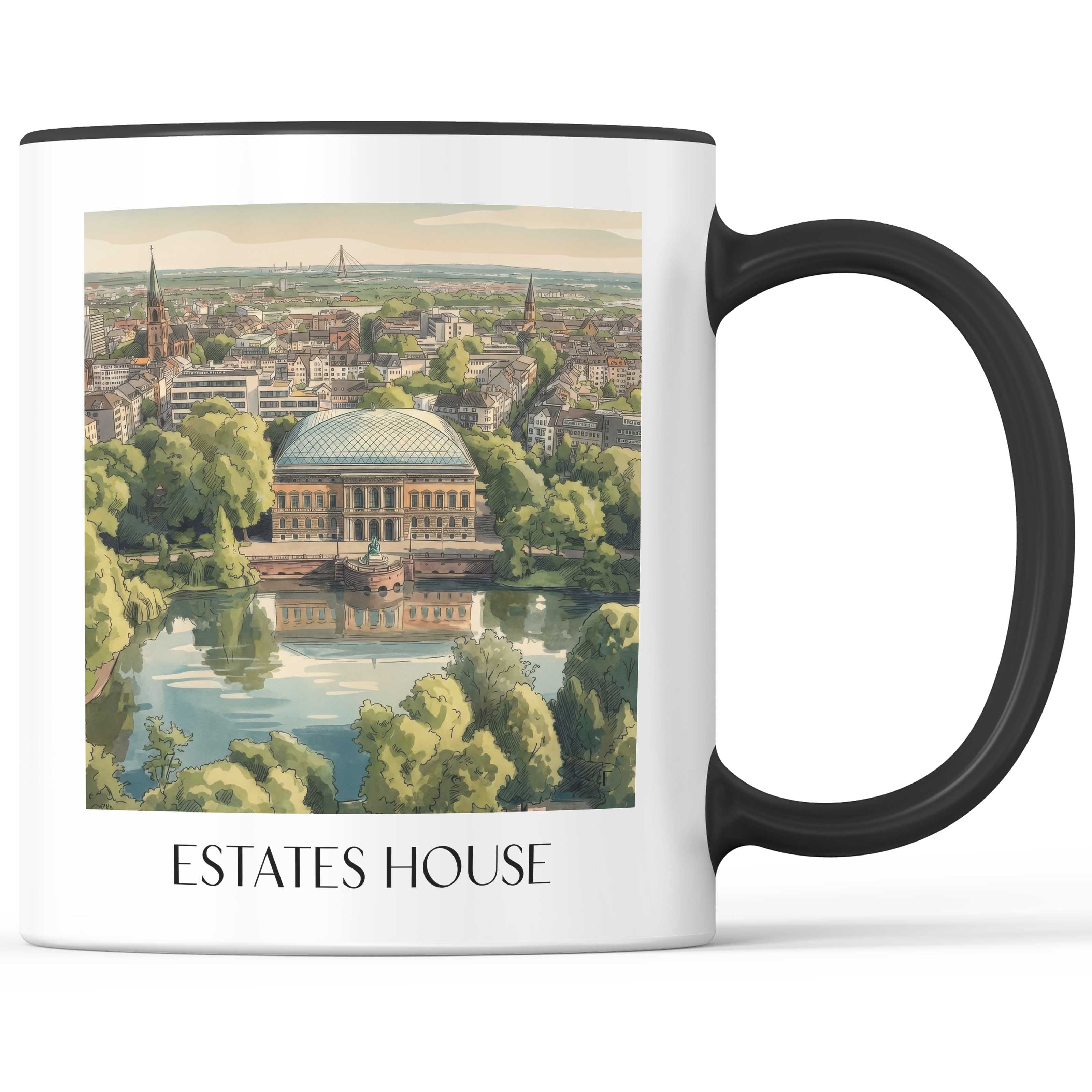 Ständehaus Kaffeebecher - Düsseldorf - Deutschland Becher - Kaffeetasse im Aquarell Stil - favplace