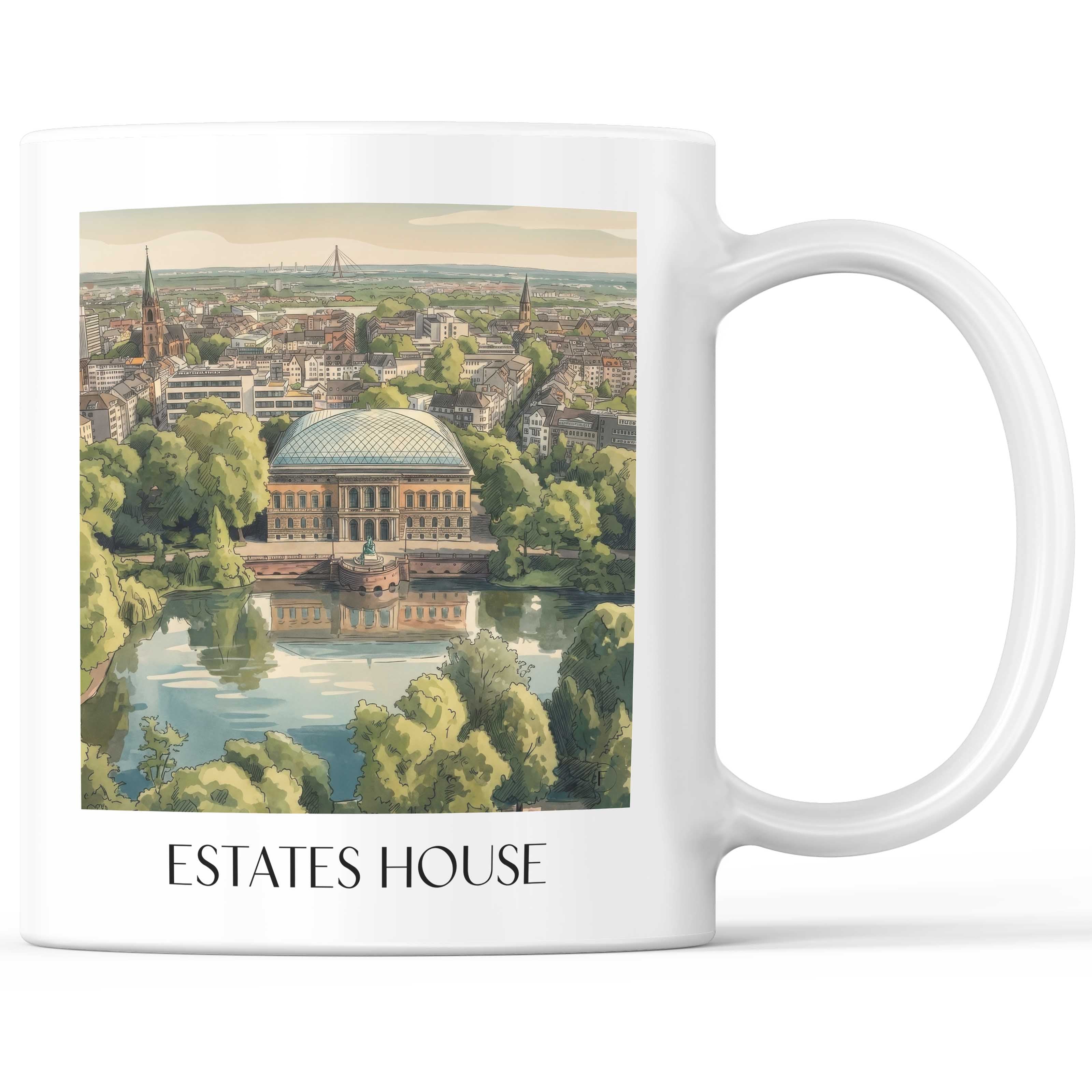 Ständehaus Kaffeebecher - Düsseldorf - Deutschland Becher - Kaffeetasse im Aquarell Stil - favplace