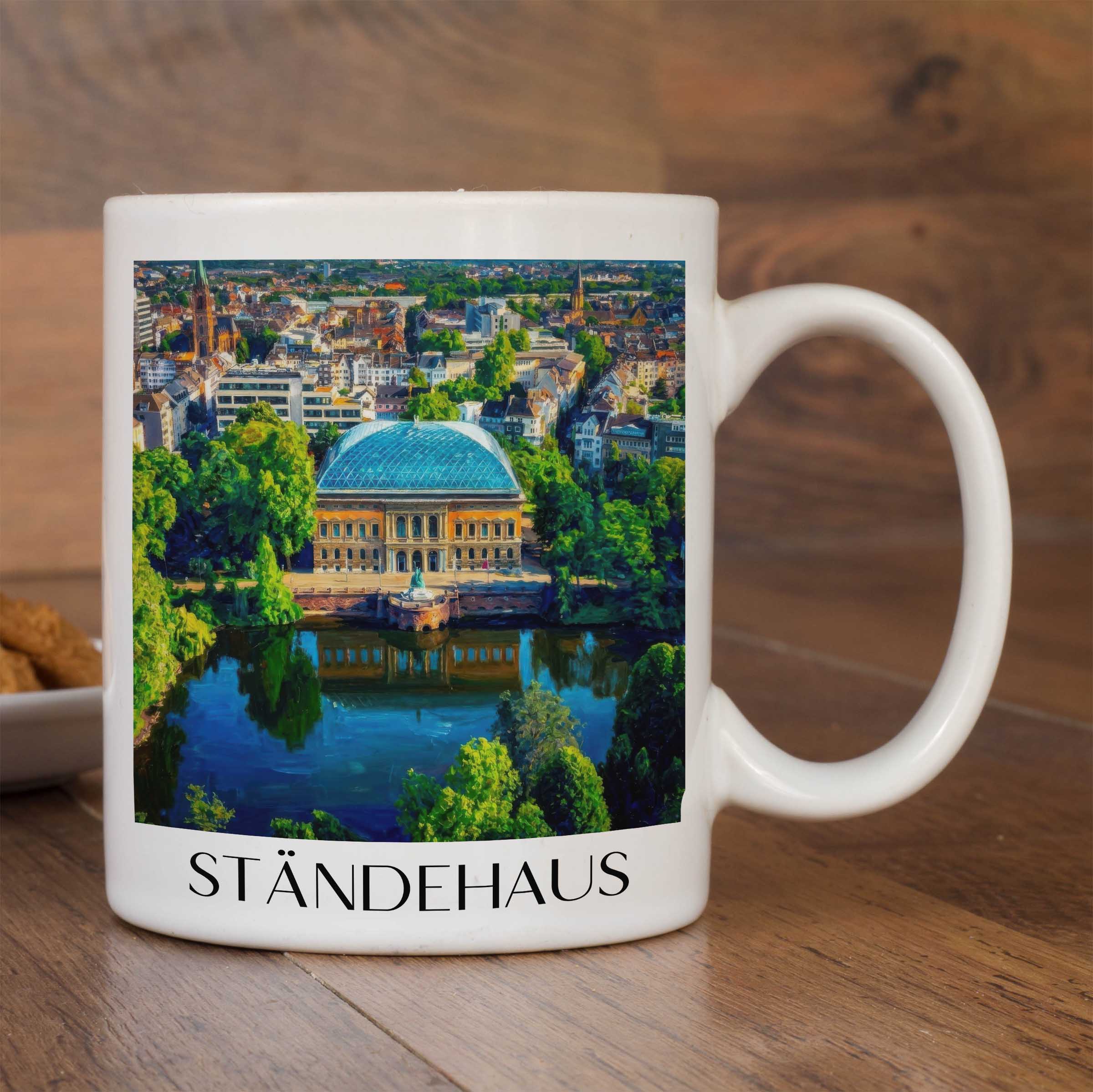 ständehaus-düsseldorf-deutschland-kaffeebecher-oil-painting-oelgemaelde