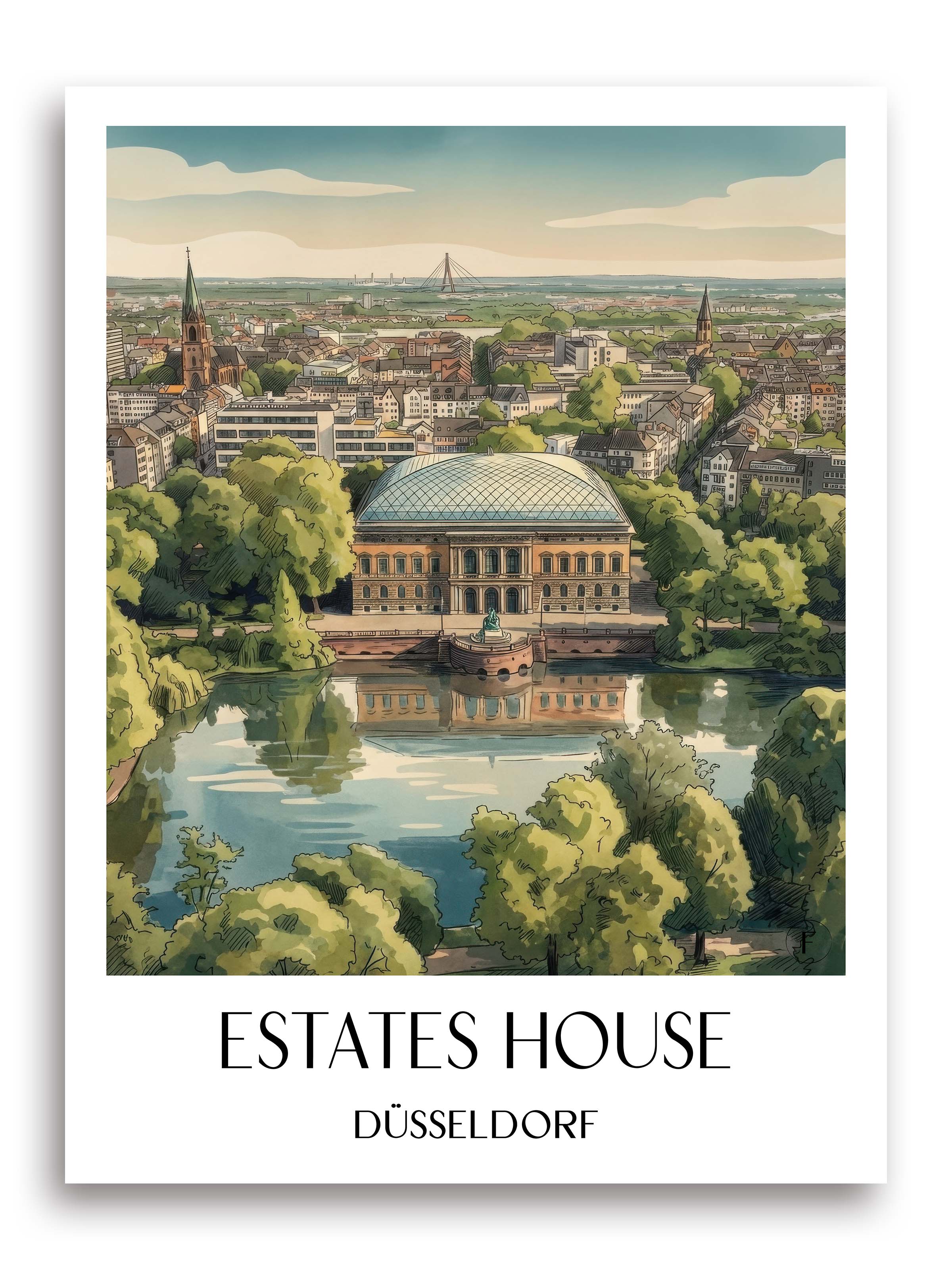 Ständehaus Poster - Düsseldorf - Deutschland Kunstdruck - Aquarell von A4 bis A1 - favplace