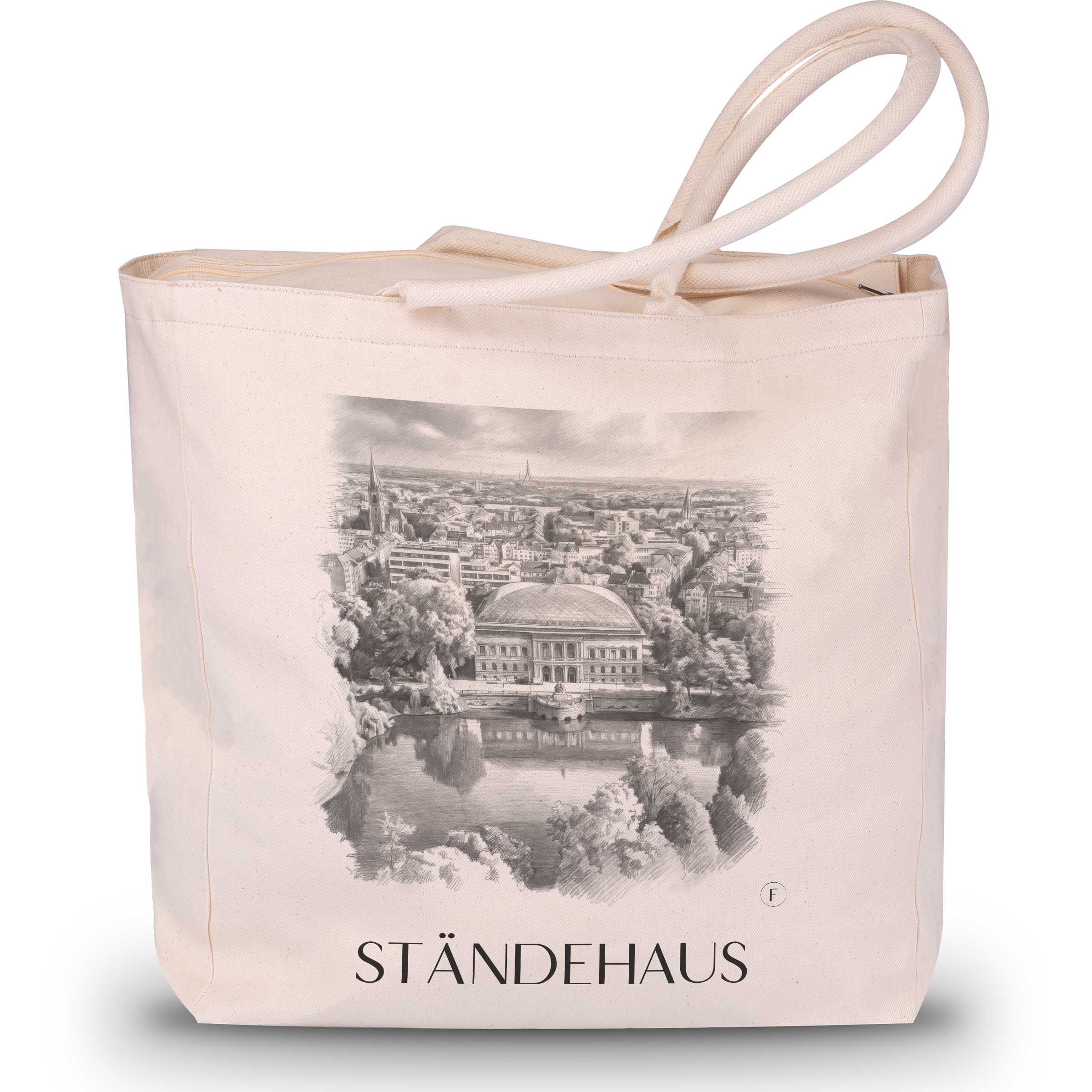 ständehaus-düsseldorf-deutschland-einkaufstasche-bleistift-zeichnung-drawing
