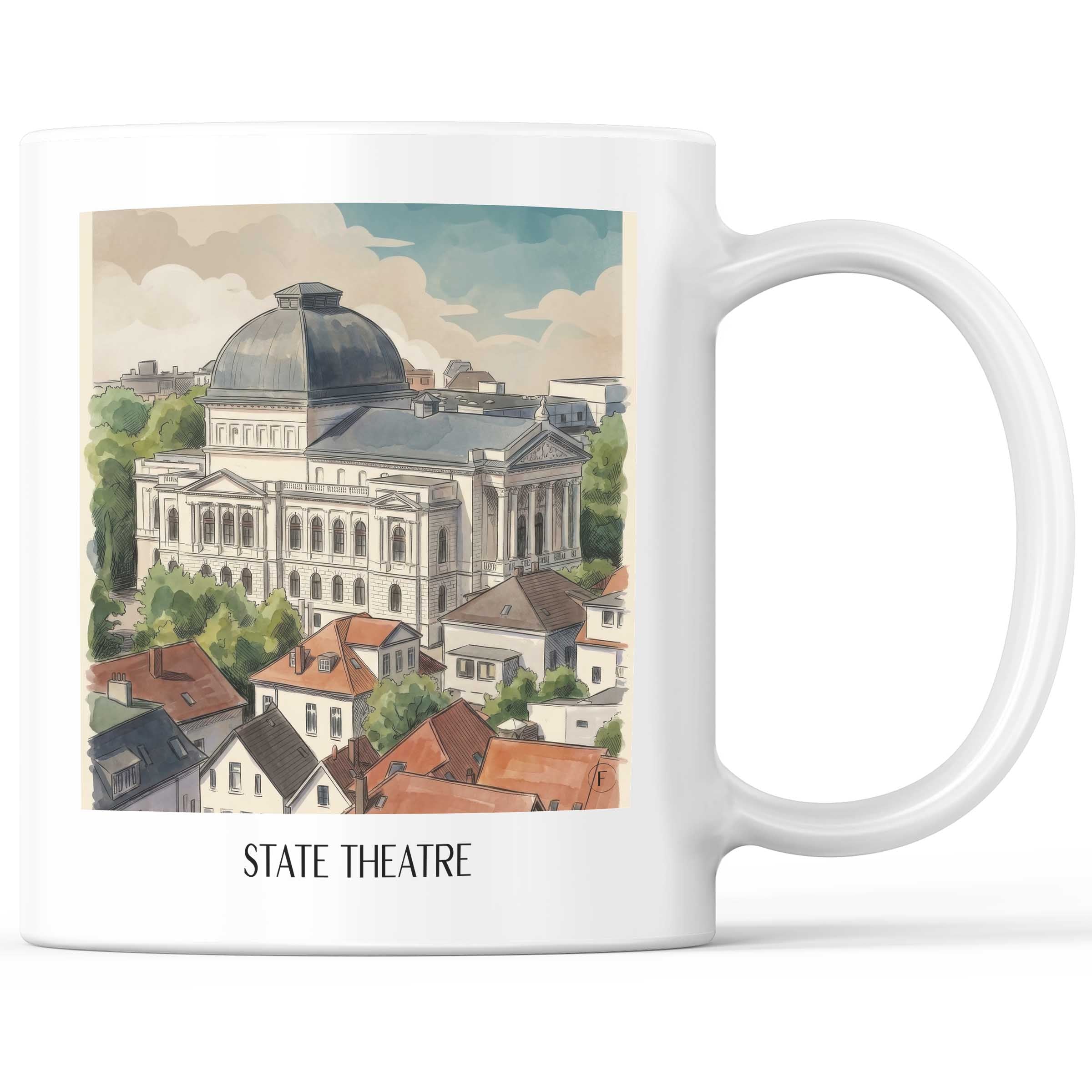 Staatstheater Kaffeebecher - Oldenburg - Deutschland Becher - Kaffeetasse im Aquarell Stil - favplace