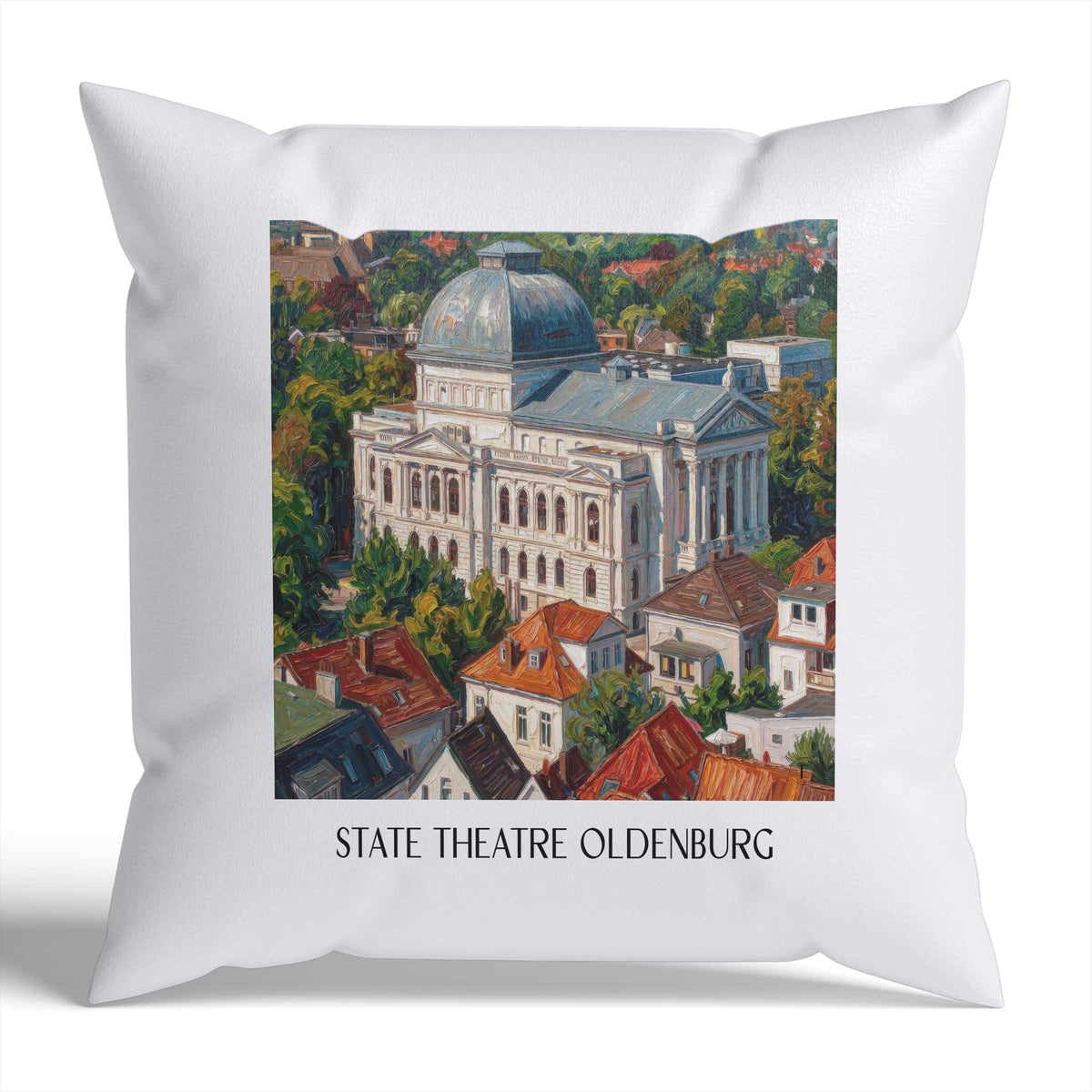 Staatstheater Kissenhülle - Zierkissen Bezug - Oldenburg - Deutschland Kissen bzw. Kissenbezug im Ölgemälde Stil - favplace