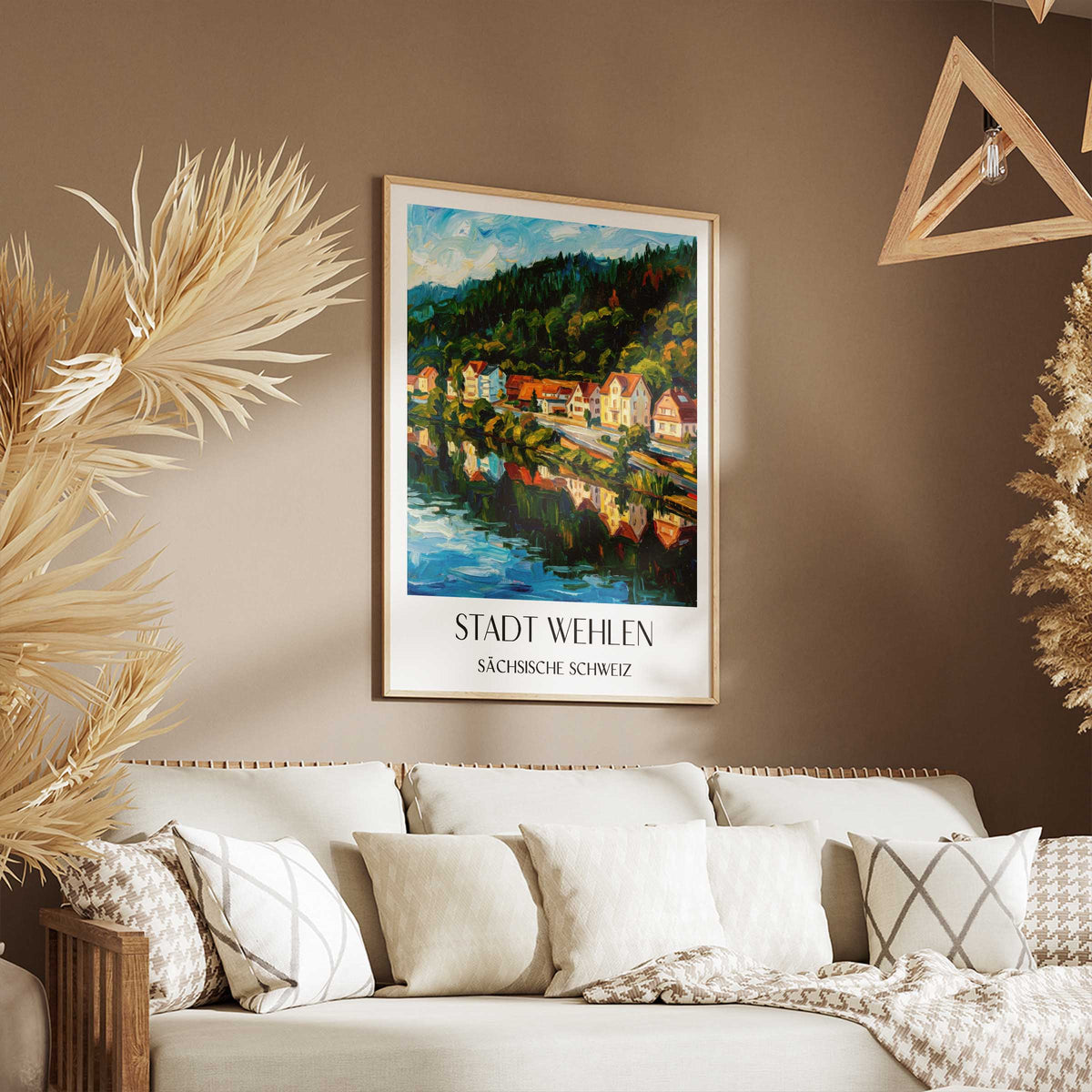 stadt-wehlen-sächsische-schweiz-deutschland-poster-oil-painting-oelgemaelde