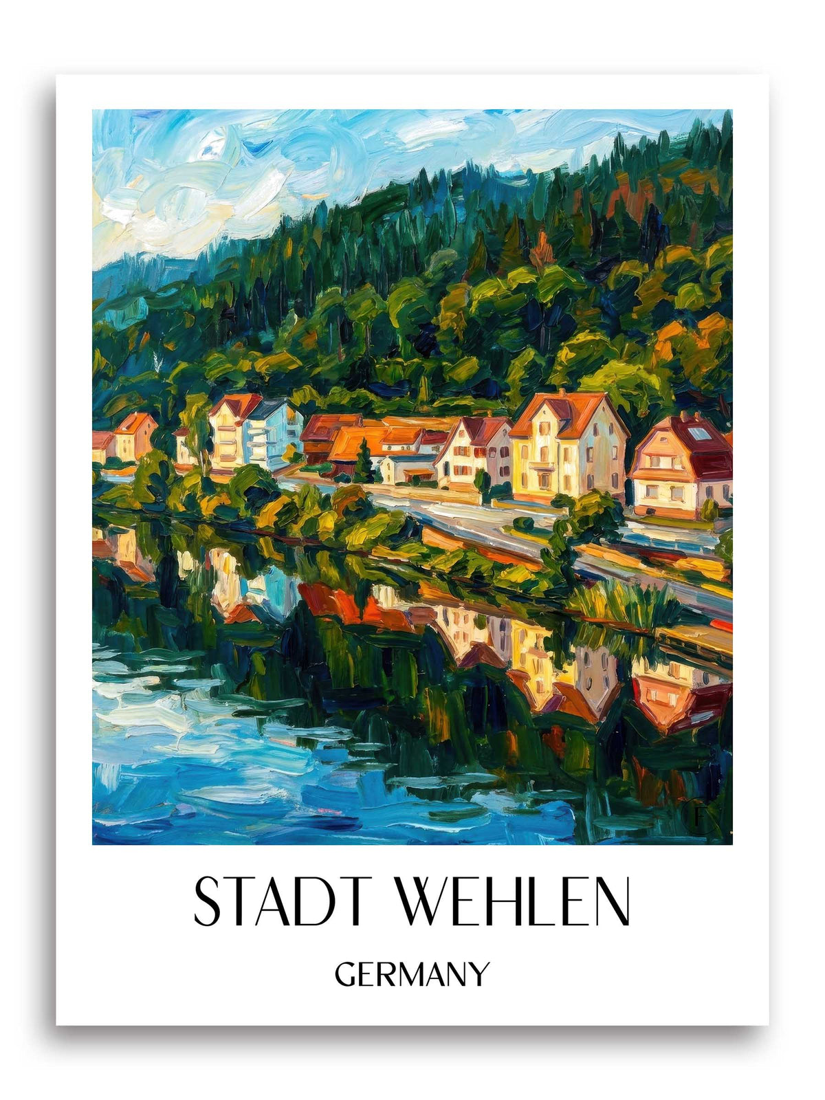 Stadt Wehlen Poster - Sächsische Schweiz - Deutschland Kunstdruck - Ölgemälde von A4 bis A1 - favplace