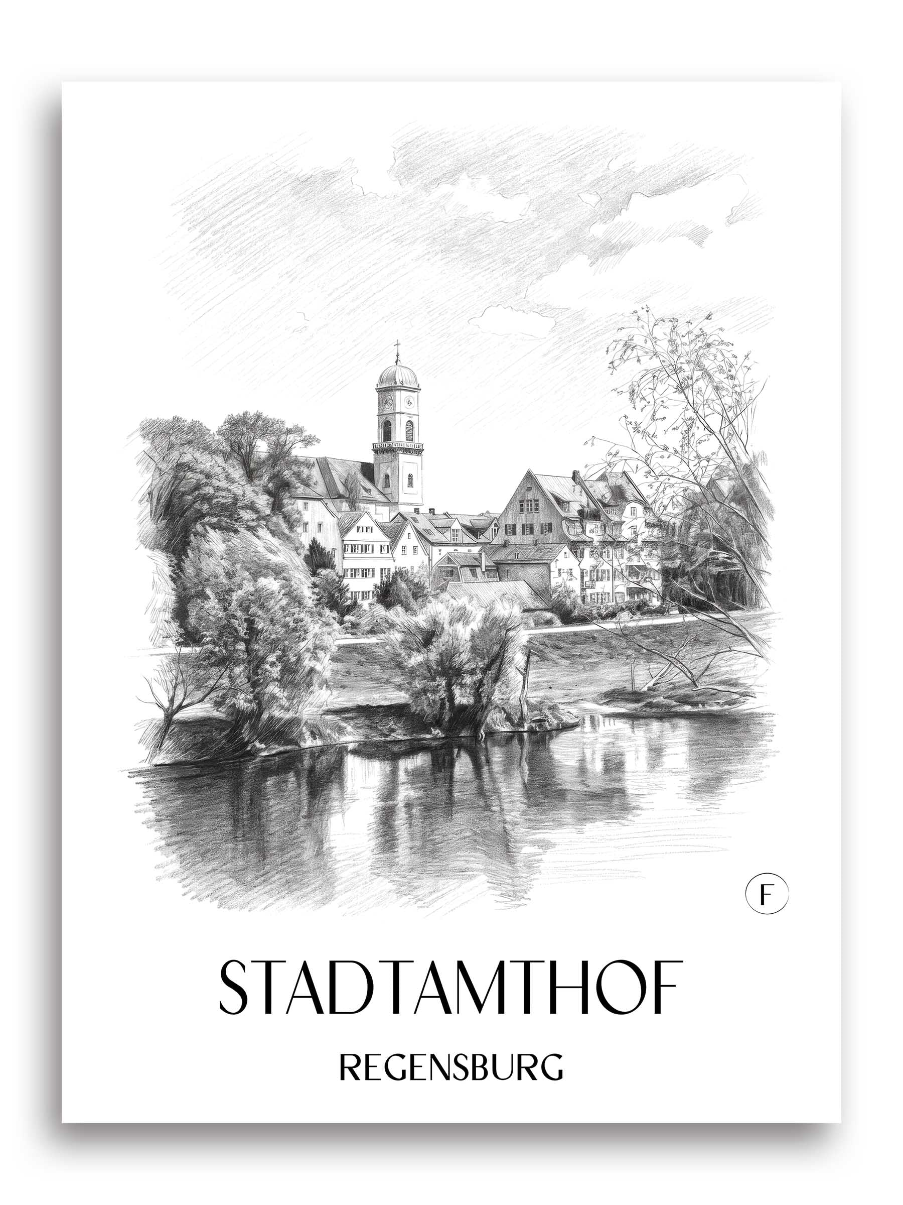 stadtamthof-regensburg-deutschland-poster-bleistift-zeichnung-drawing