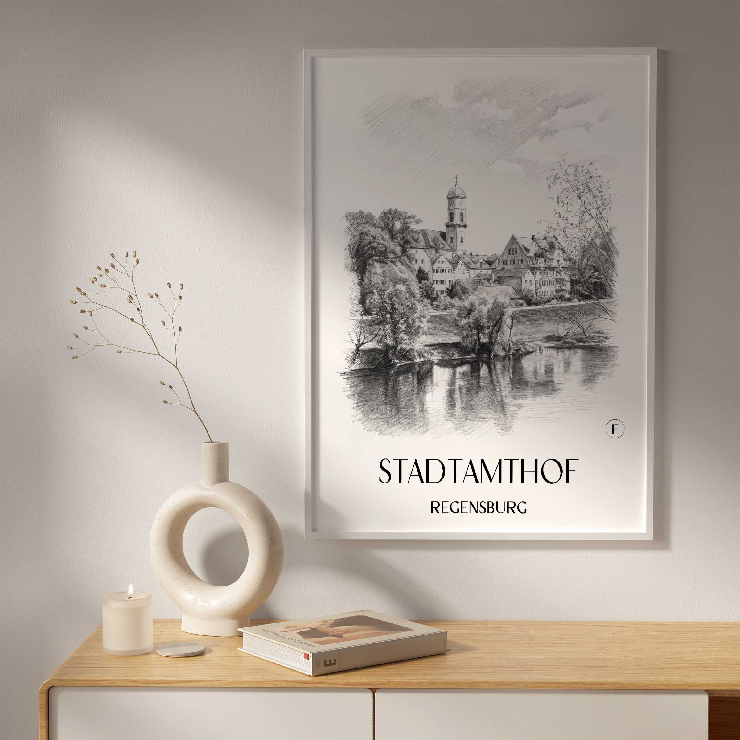 stadtamthof-regensburg-deutschland-poster-bleistift-zeichnung-drawing