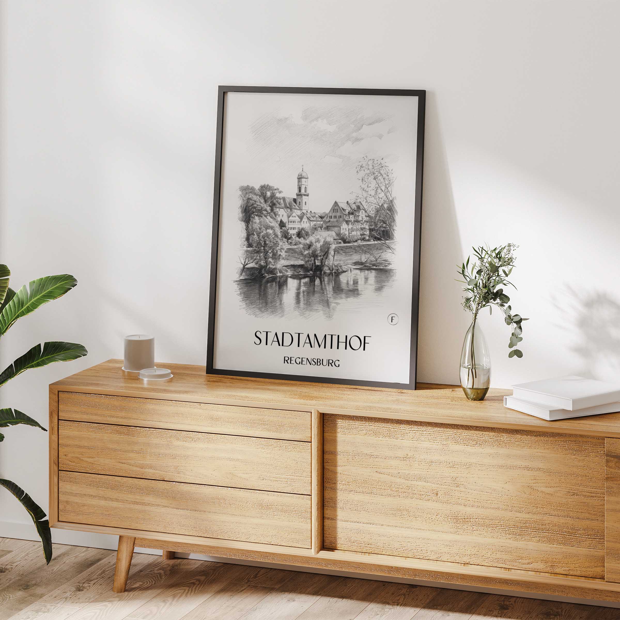 stadtamthof-regensburg-deutschland-poster-bleistift-zeichnung-drawing