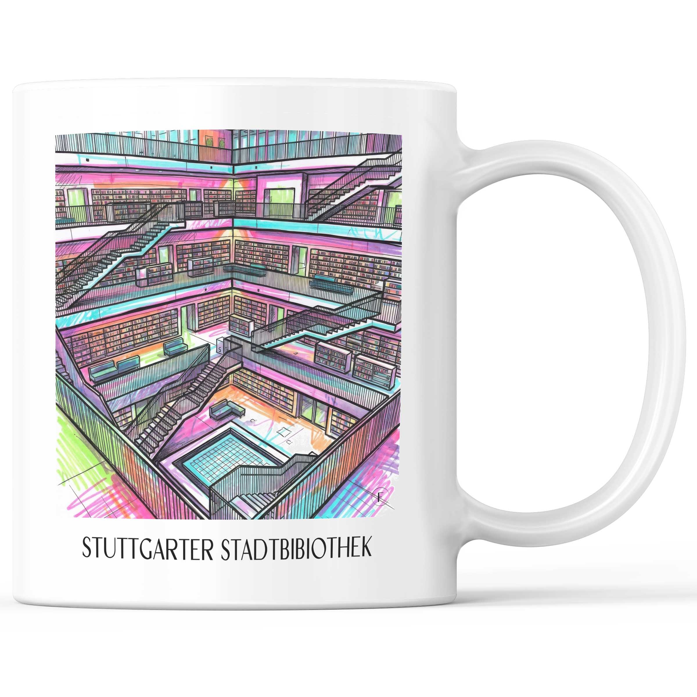 Stadtbibiothek Kaffeebecher - Stuttgart - Deutschland Becher - Kaffeetasse im Tag Graffiti Stil