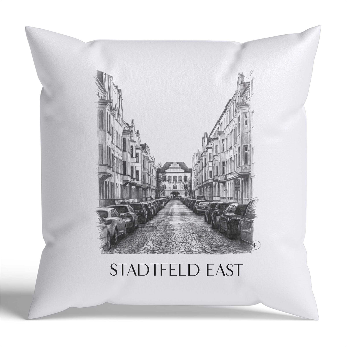 Stadtfeld Ost Kissenhülle - Zierkissen Bezug - Magdeburg - Deutschland Kissen bzw. Kissenbezug im Zeichnung Stil - favplace
