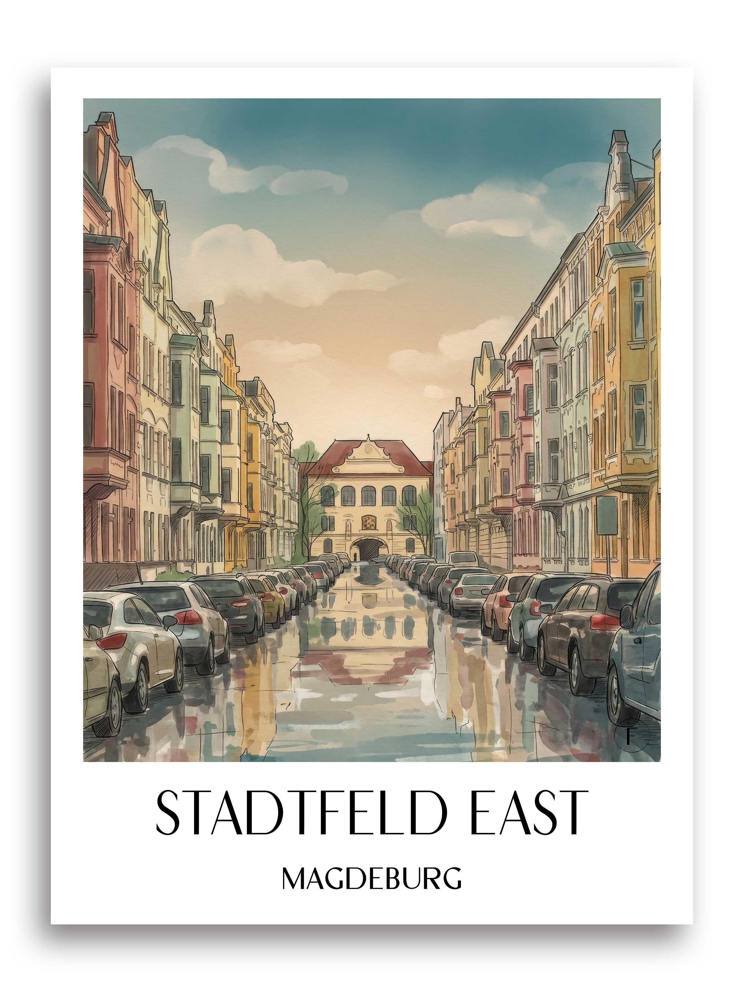 Stadtfeld Ost Poster - Magdeburg - Deutschland Kunstdruck - Aquarell von A4 bis A1 - favplace
